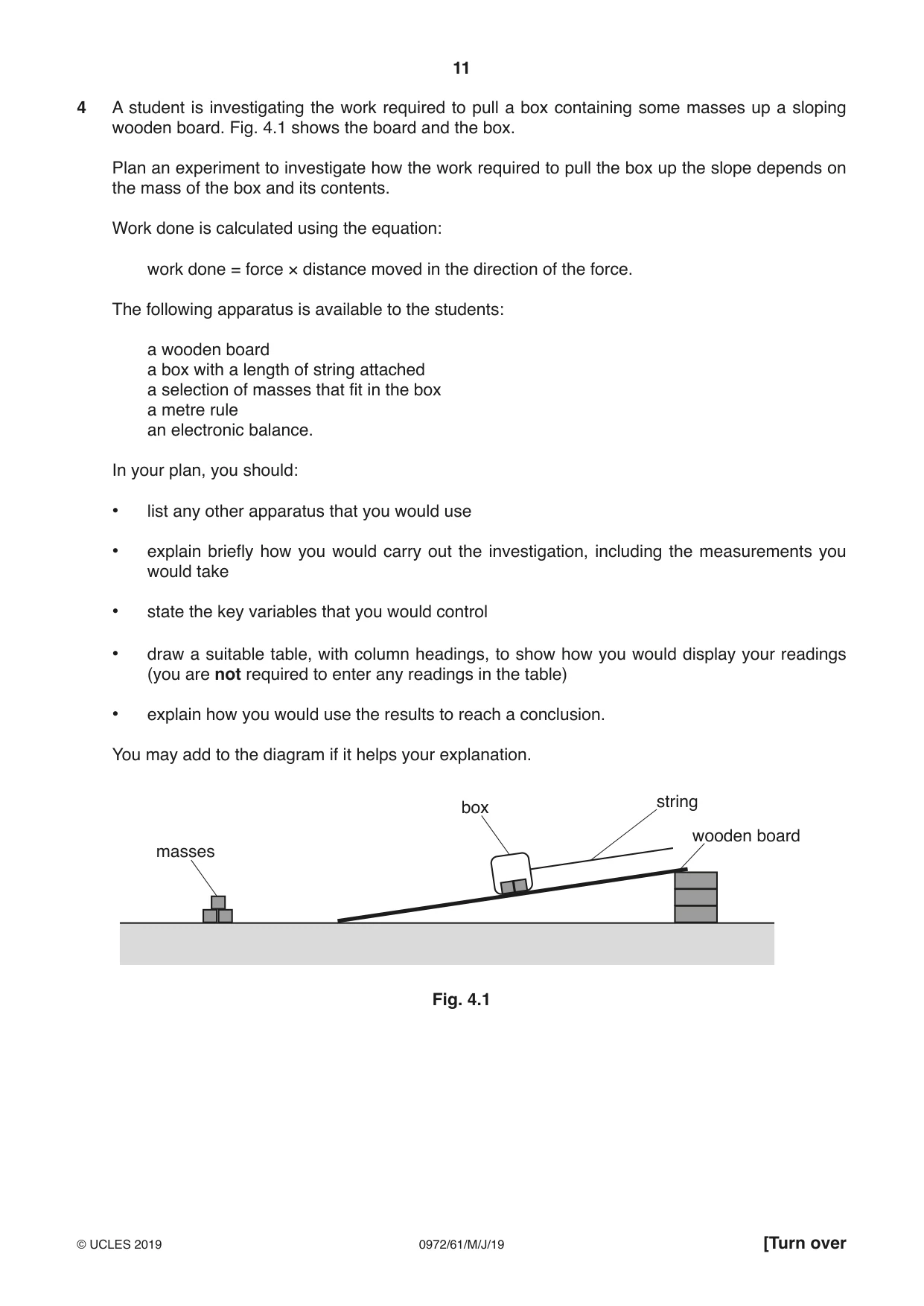 Cambridge IGCSE Physics (9-1) 0972 2019 May/June Paper 6 · Variant 1 question paper, page 11 of 12