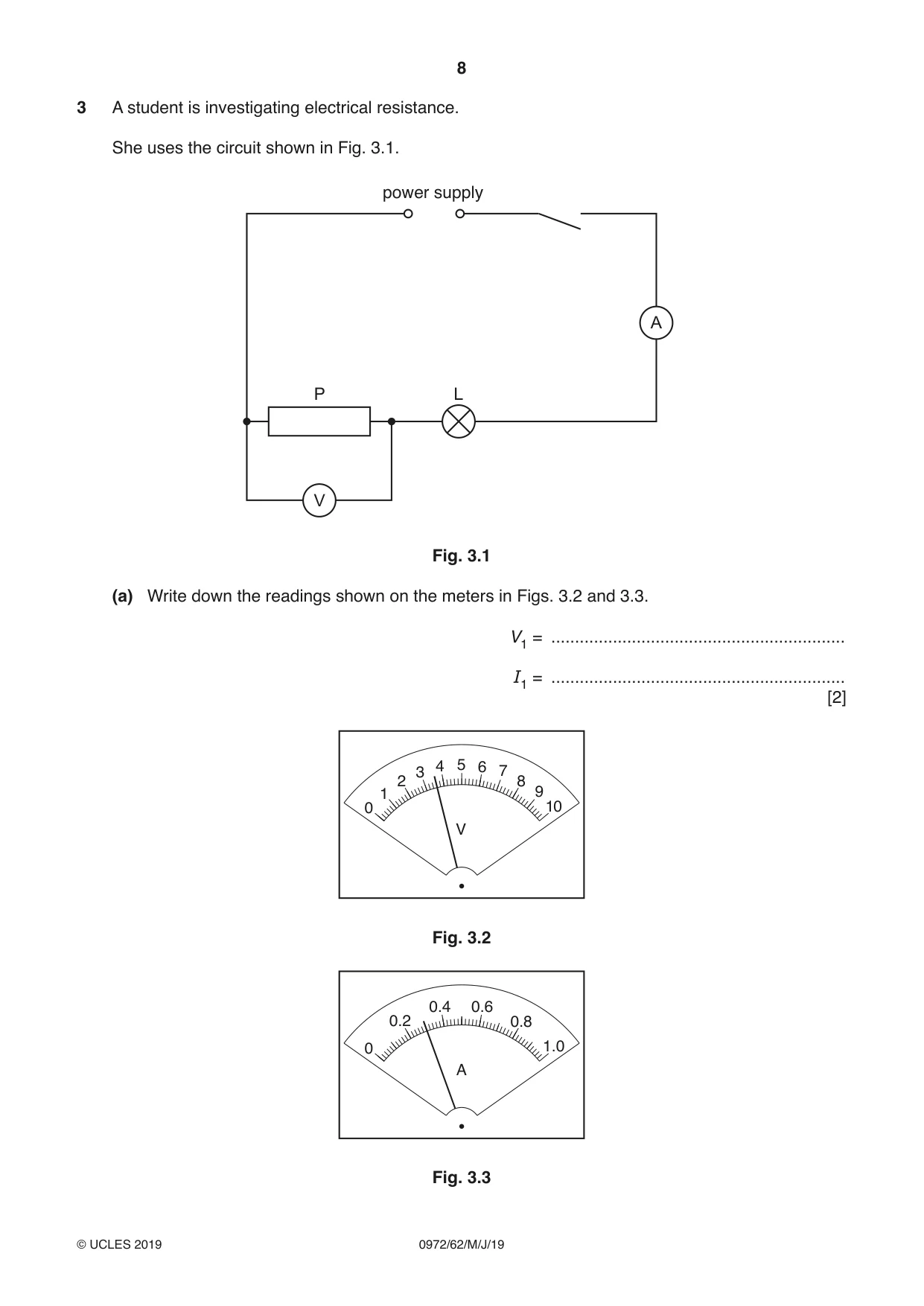 Cambridge IGCSE Physics (9-1) 0972 2019 May/June Paper 6 · Variant 2 question paper, page 8 of 12