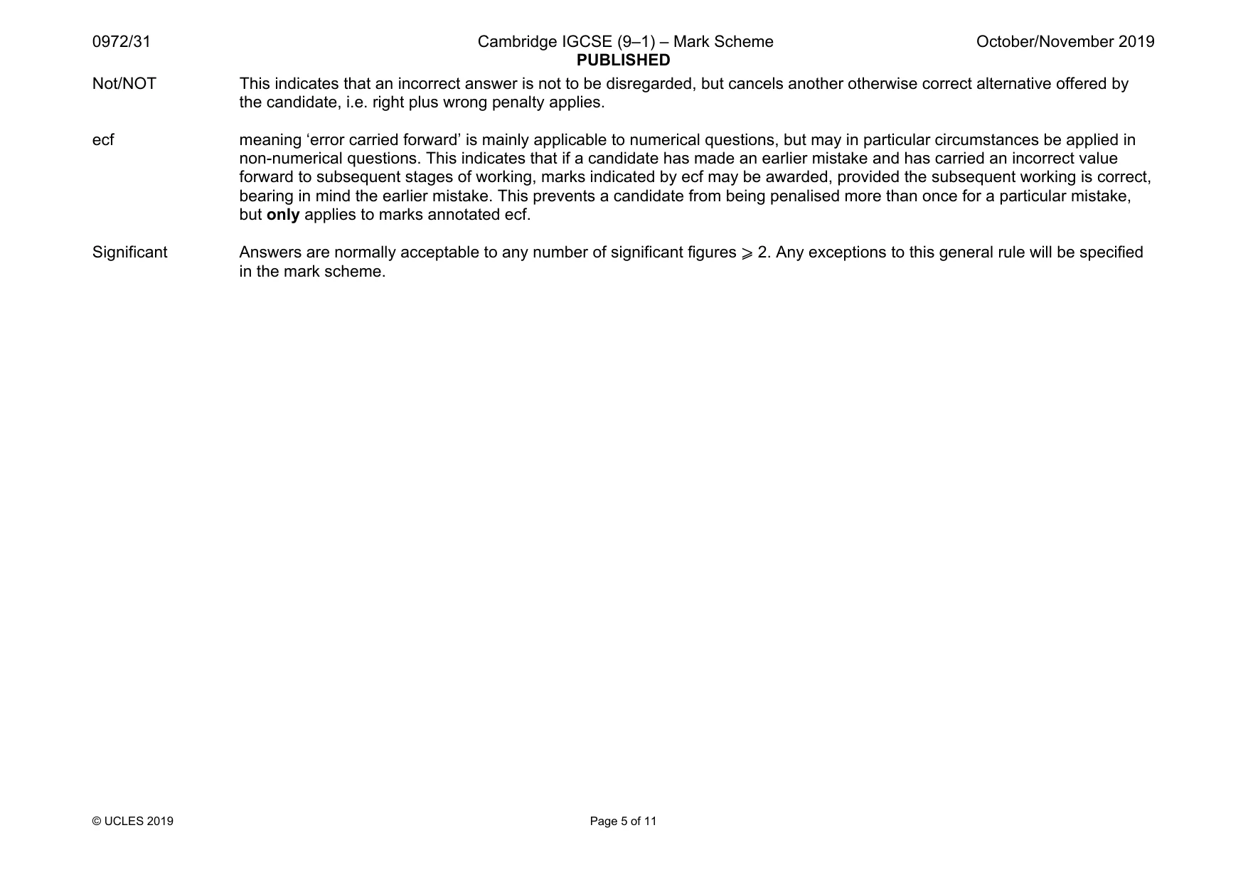 Mark scheme, page 5 of 11