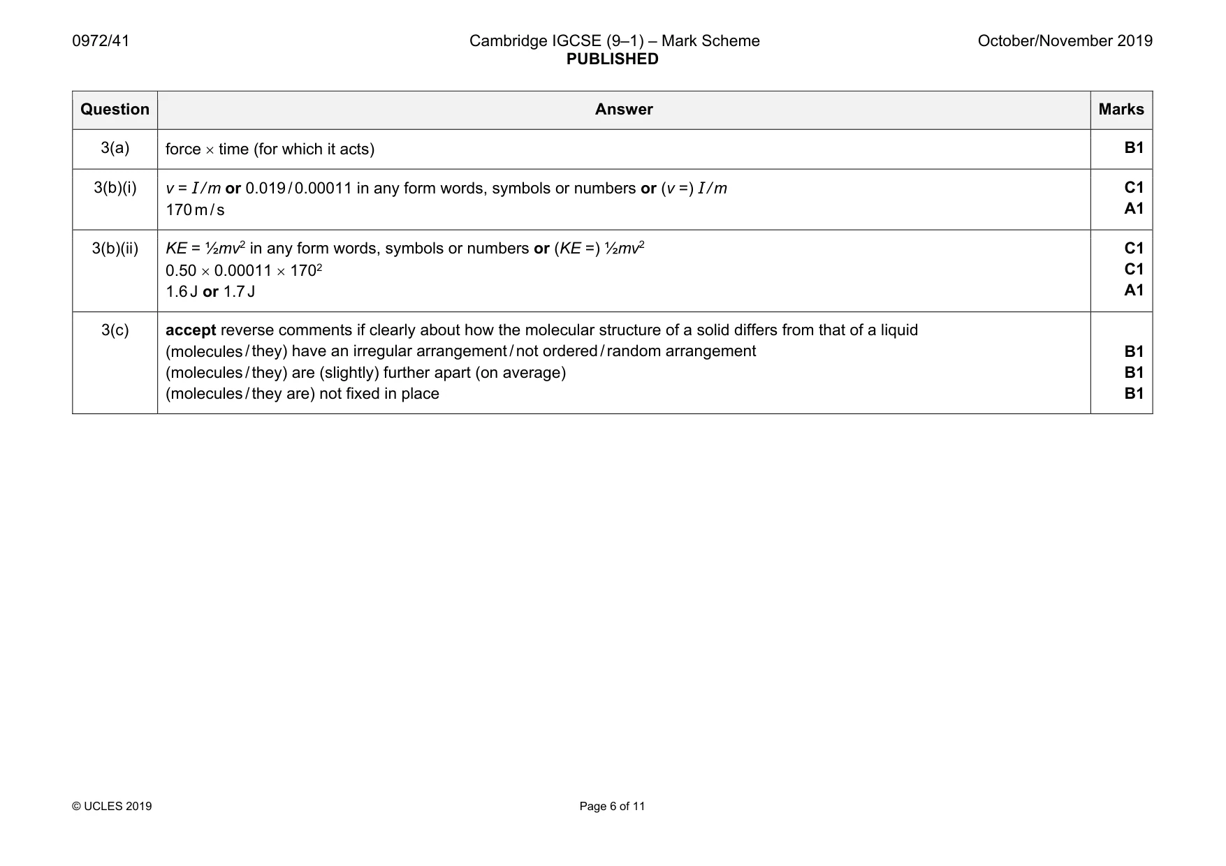 Mark scheme, page 6 of 11