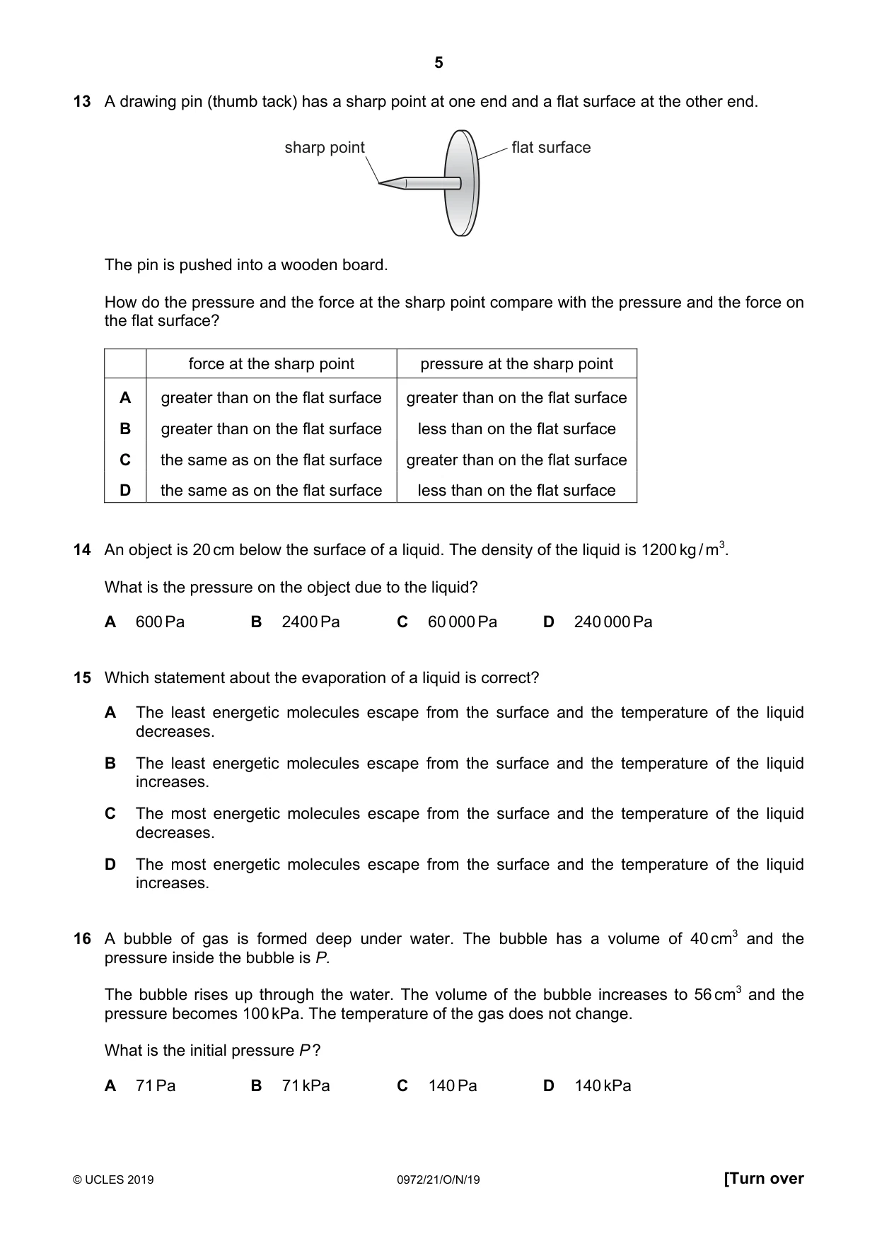 Cambridge IGCSE Physics (9-1) 0972 2019 Oct/Nov Paper 2 · Variant 1 question paper, page 5 of 16