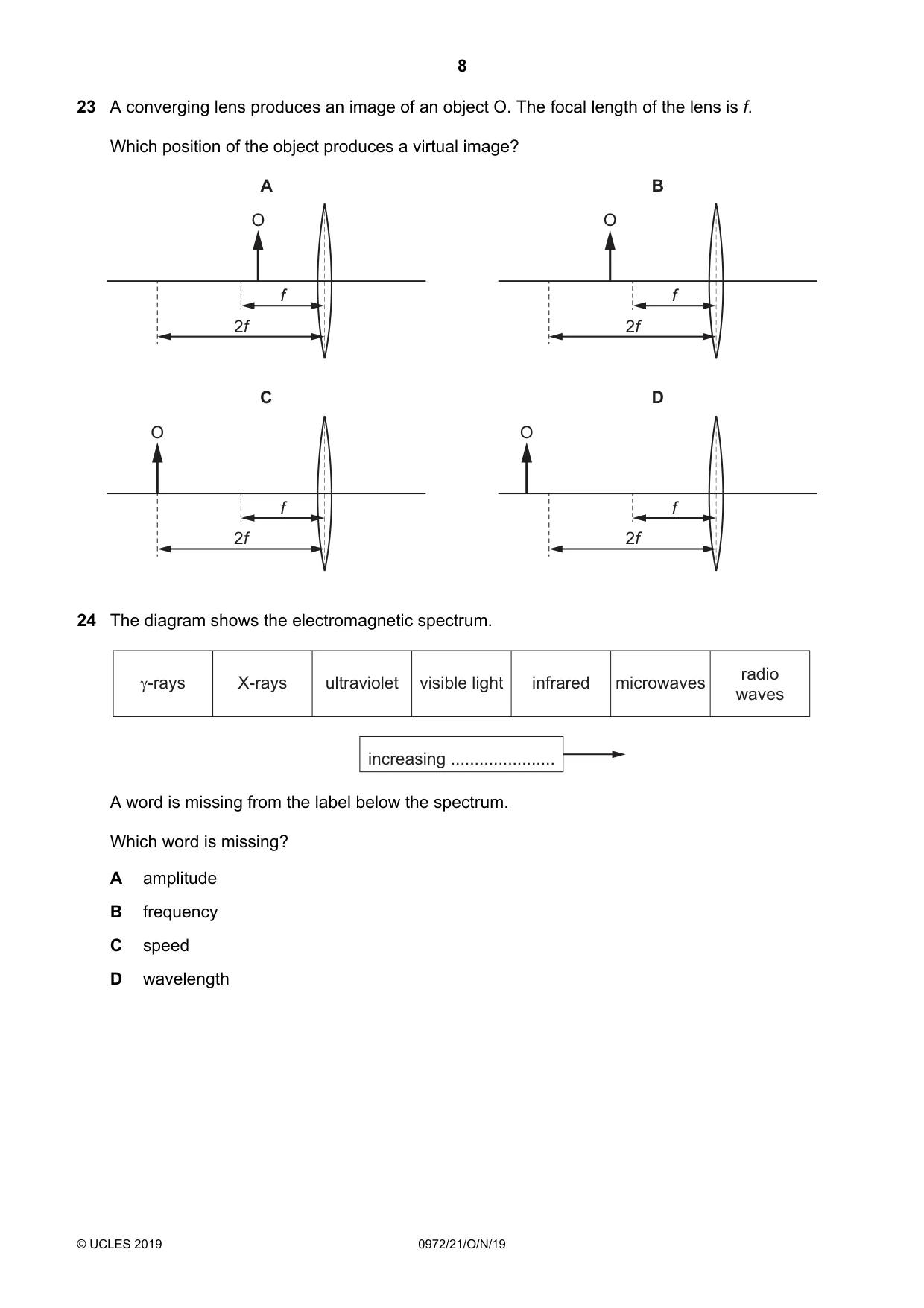 Cambridge IGCSE Physics (9-1) 0972 2019 Oct/Nov Paper 2 · Variant 1 question paper, page 8 of 16