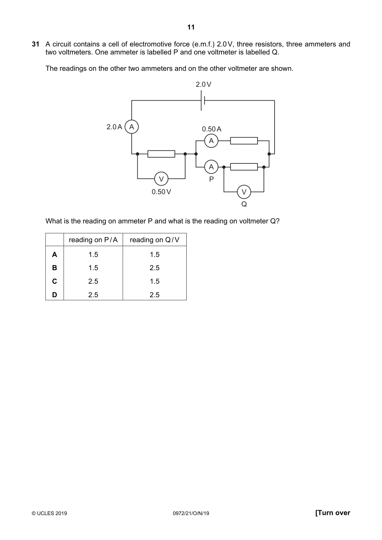 Cambridge IGCSE Physics (9-1) 0972 2019 Oct/Nov Paper 2 · Variant 1 question paper, page 11 of 16