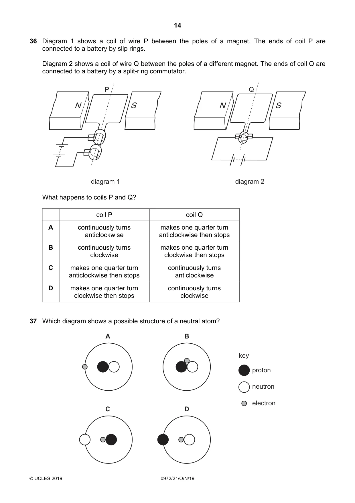 Cambridge IGCSE Physics (9-1) 0972 2019 Oct/Nov Paper 2 · Variant 1 question paper, page 14 of 16