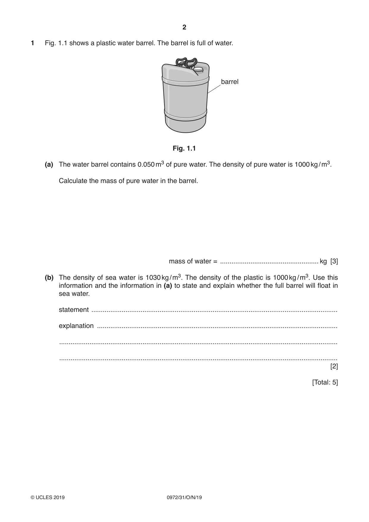 Cambridge IGCSE Physics (9-1) 0972 2019 Oct/Nov Paper 3 · Variant 1 question paper, page 2 of 20