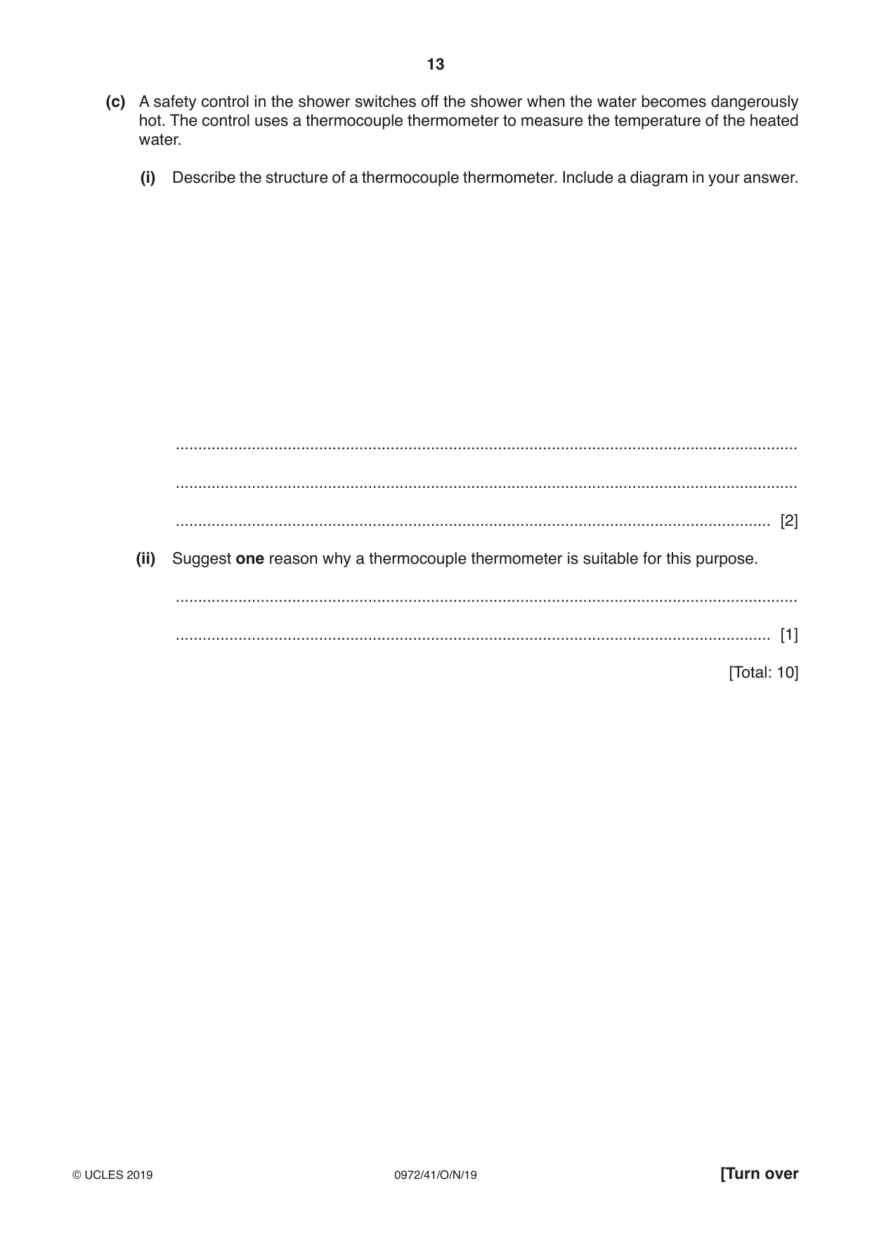 Cambridge IGCSE Physics (9-1) 0972 2019 Oct/Nov Paper 4 · Variant 1 question paper, page 13 of 20