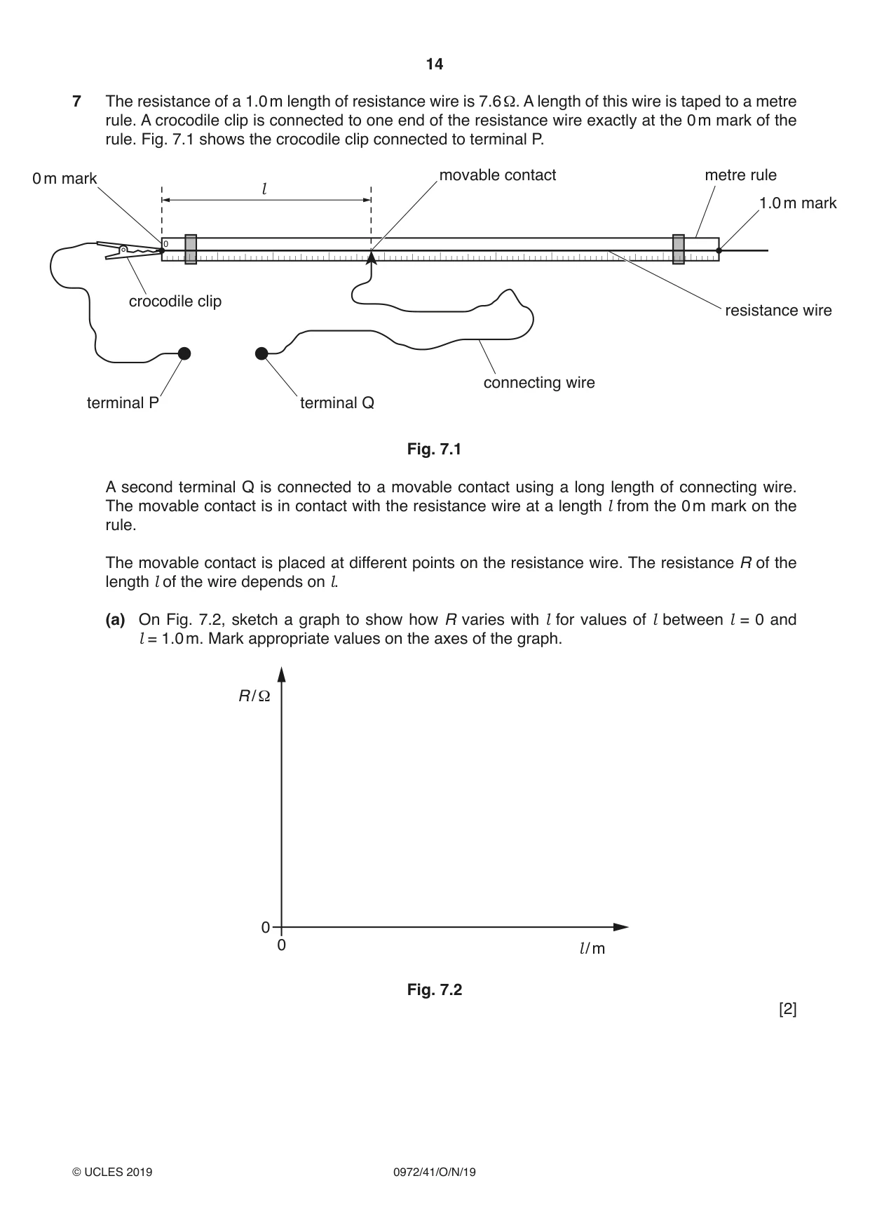 Cambridge IGCSE Physics (9-1) 0972 2019 Oct/Nov Paper 4 · Variant 1 question paper, page 14 of 20