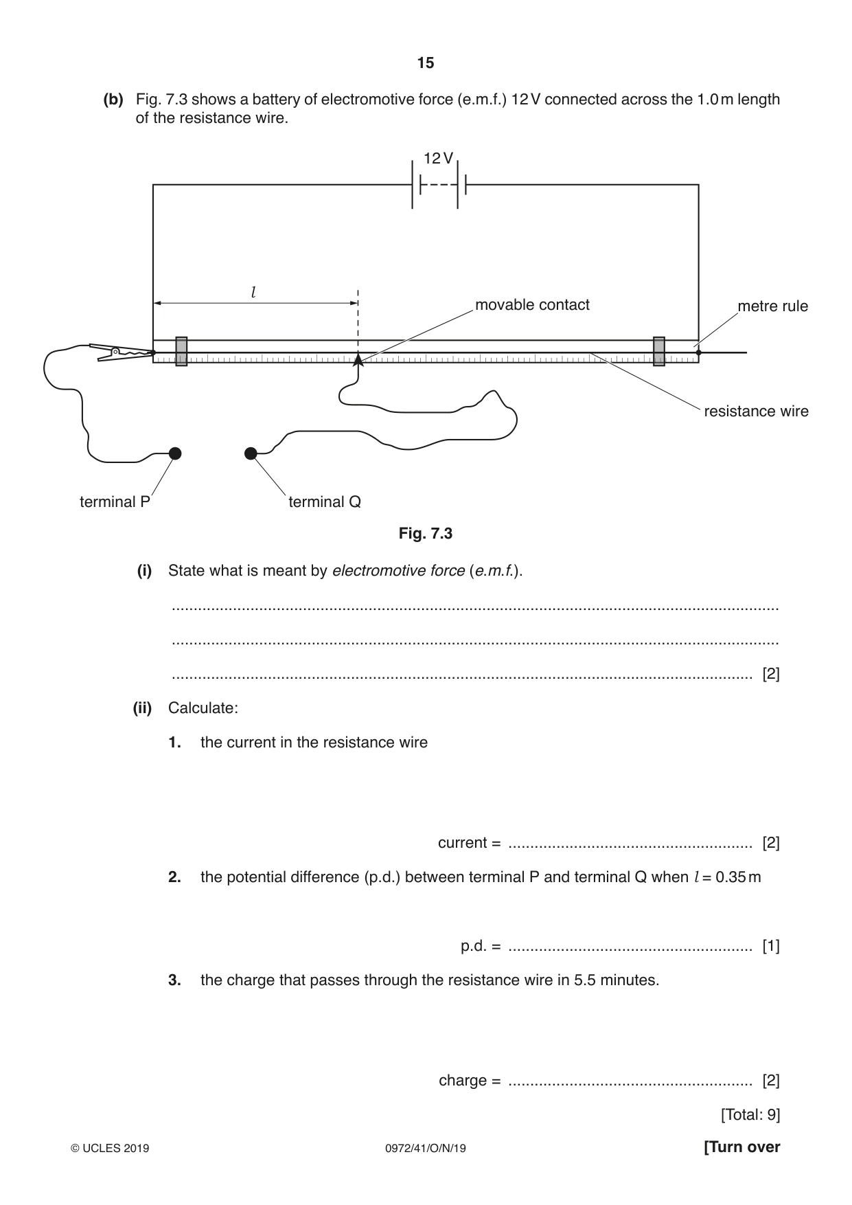 Cambridge IGCSE Physics (9-1) 0972 2019 Oct/Nov Paper 4 · Variant 1 question paper, page 15 of 20