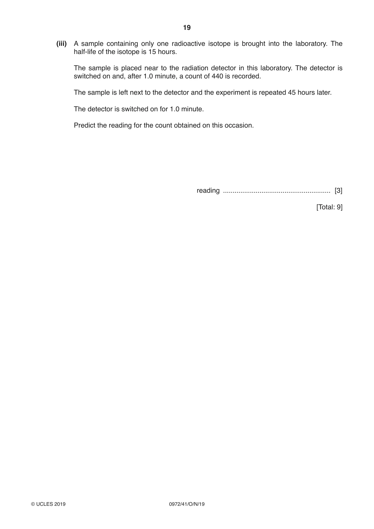 Cambridge IGCSE Physics (9-1) 0972 2019 Oct/Nov Paper 4 · Variant 1 question paper, page 19 of 20