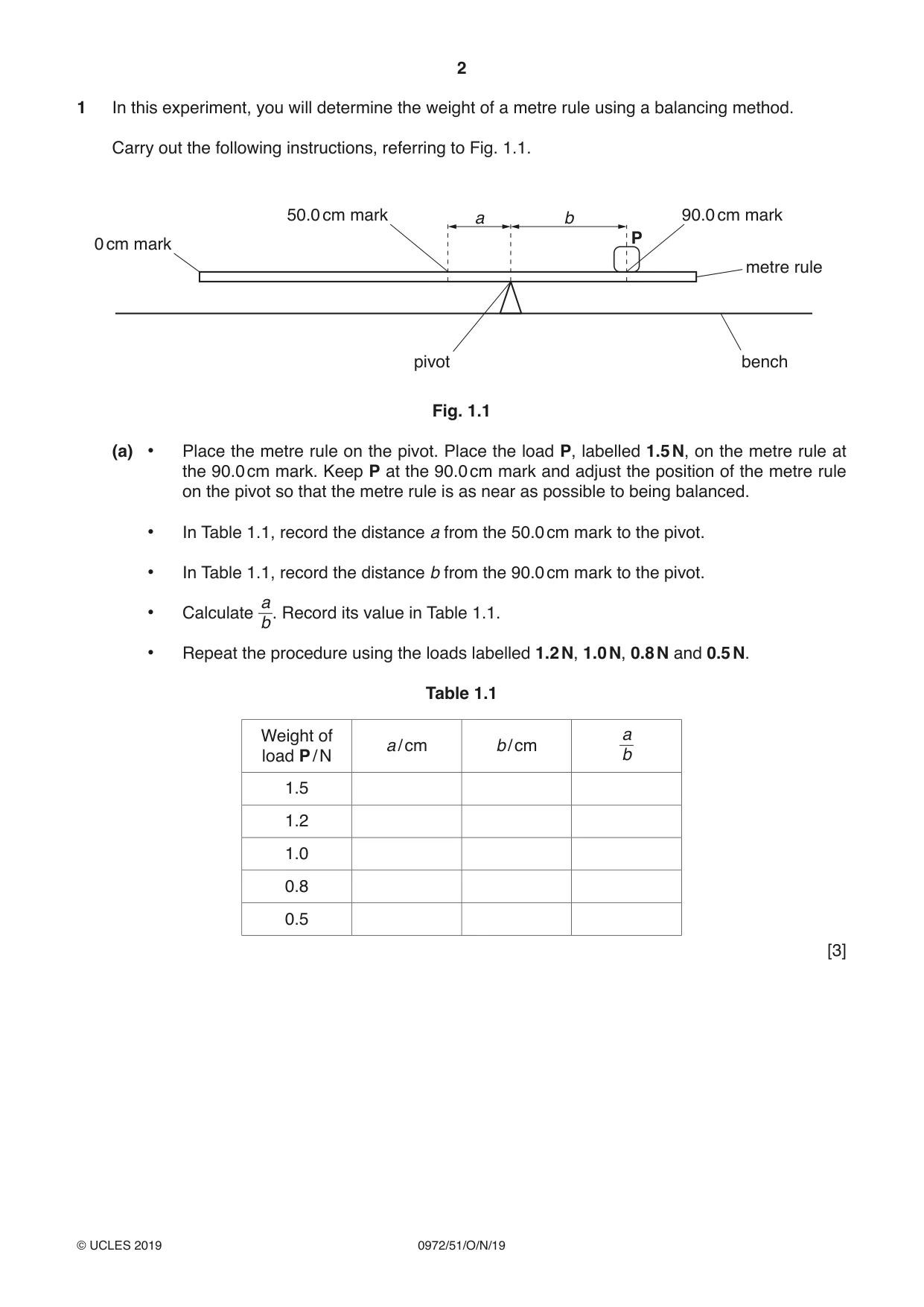 Cambridge IGCSE Physics (9-1) 0972 2019 Oct/Nov Paper 5 · Variant 1 question paper, page 2 of 12