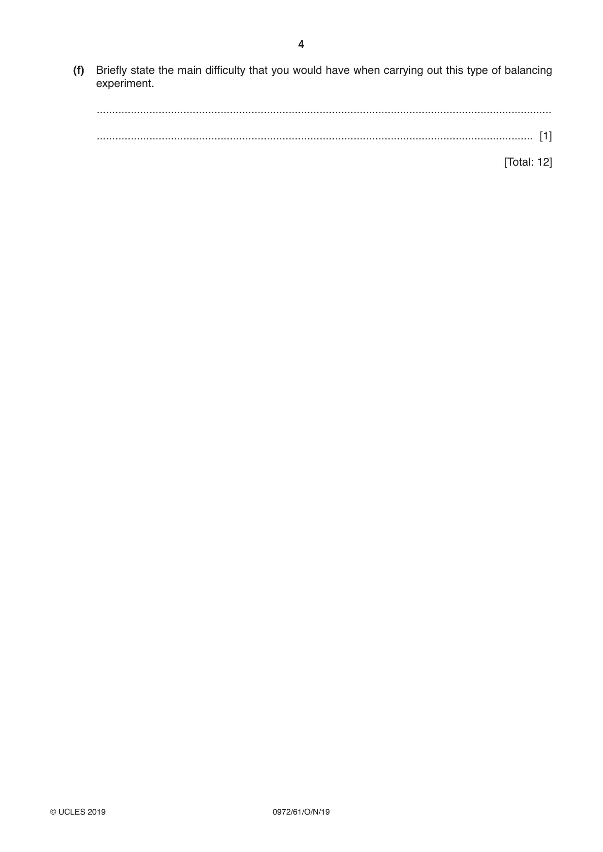 Cambridge IGCSE Physics (9-1) 0972 2019 Oct/Nov Paper 6 · Variant 1 question paper, page 4 of 12