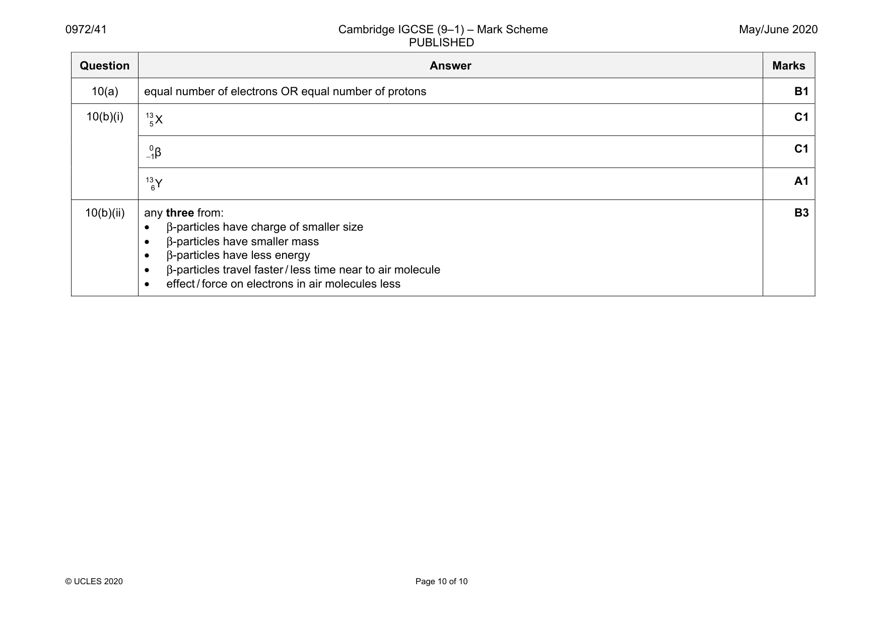 Mark scheme, page 10 of 10
