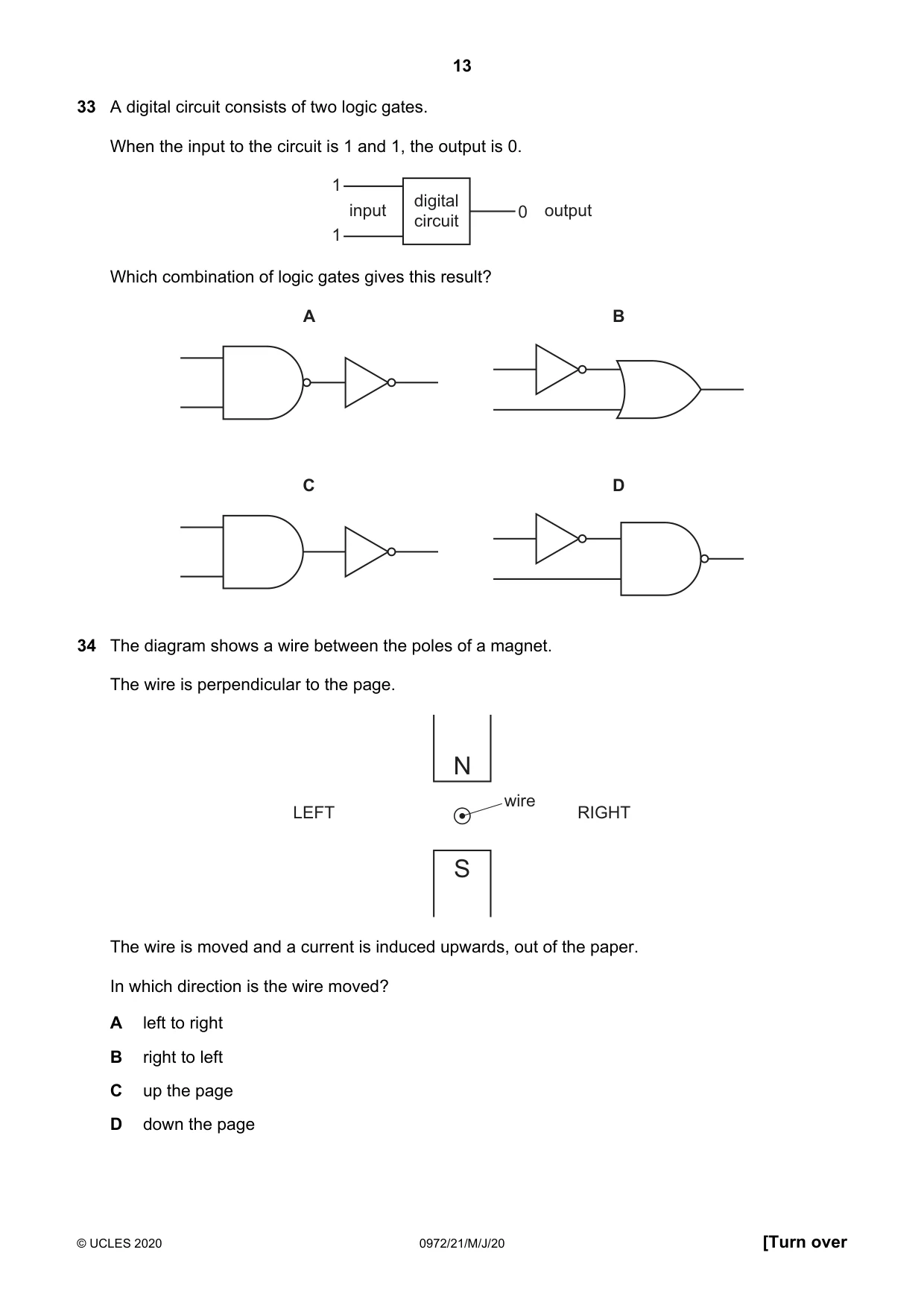 Cambridge IGCSE Physics (9-1) 0972 2020 May/June Paper 2 · Variant 1 question paper, page 13 of 16