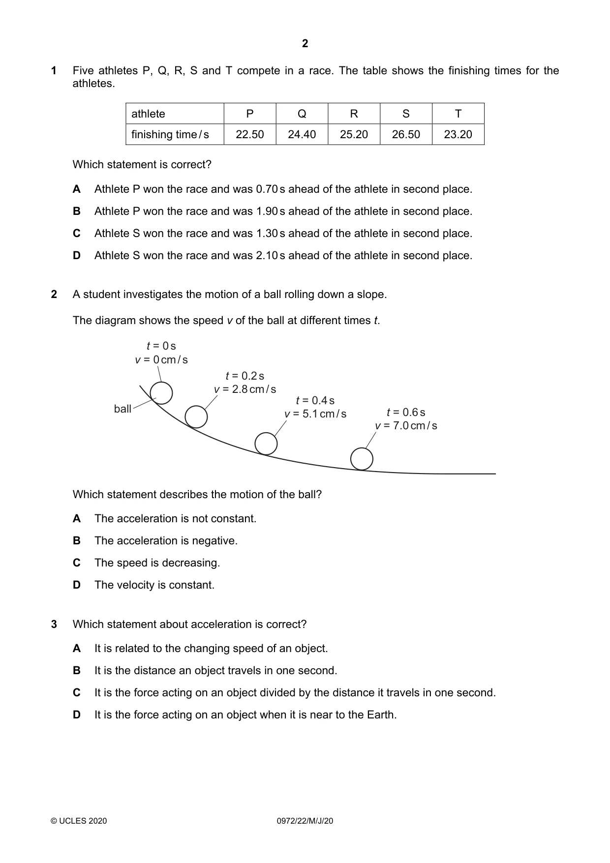 Cambridge IGCSE Physics (9-1) 0972 2020 May/June Paper 2 · Variant 2 question paper, page 2 of 16