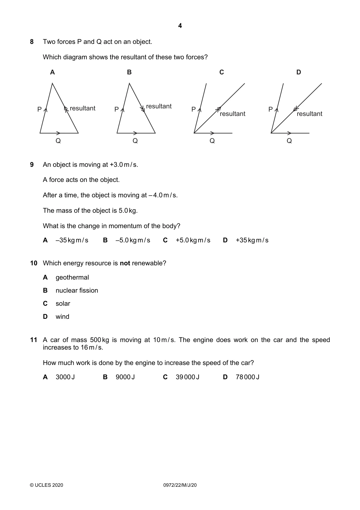 Cambridge IGCSE Physics (9-1) 0972 2020 May/June Paper 2 · Variant 2 question paper, page 4 of 16
