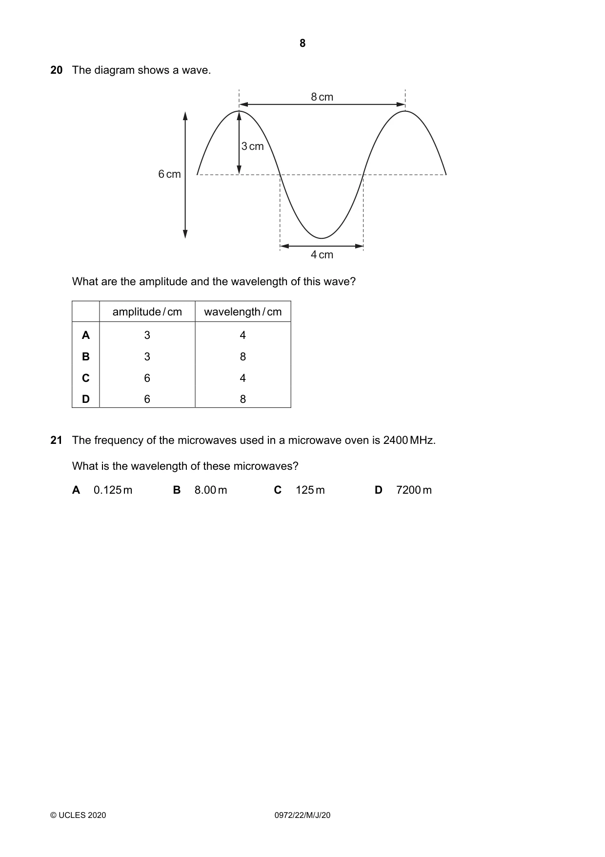 Cambridge IGCSE Physics (9-1) 0972 2020 May/June Paper 2 · Variant 2 question paper, page 8 of 16