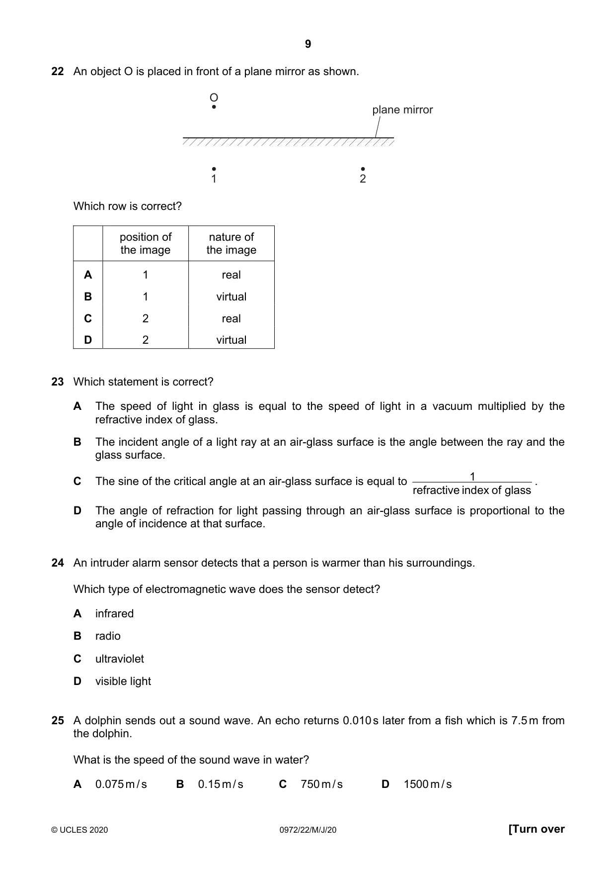 Cambridge IGCSE Physics (9-1) 0972 2020 May/June Paper 2 · Variant 2 question paper, page 9 of 16