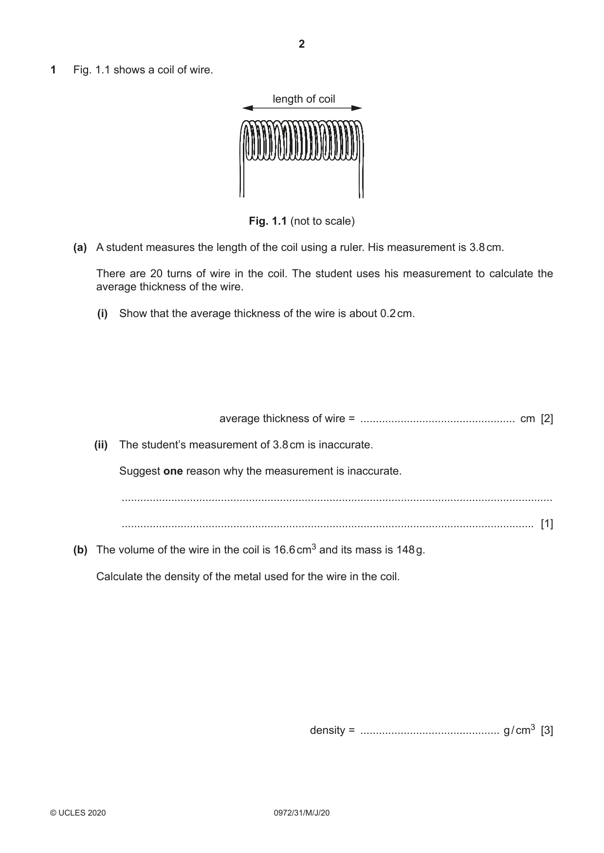 Cambridge IGCSE Physics (9-1) 0972 2020 May/June Paper 3 · Variant 1 question paper, page 2 of 16