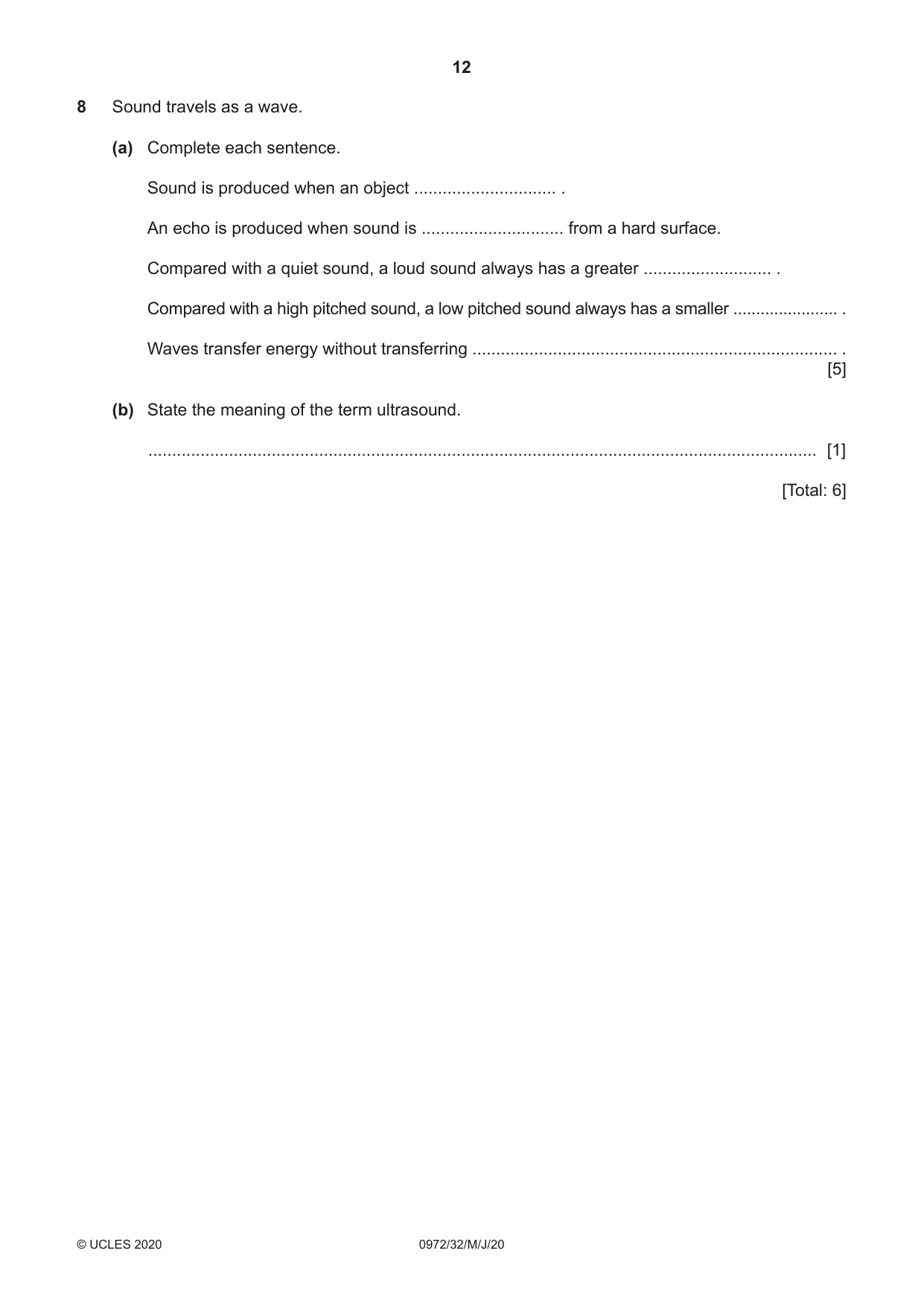 Cambridge IGCSE Physics (9-1) 0972 2020 May/June Paper 3 · Variant 2 question paper, page 12 of 16