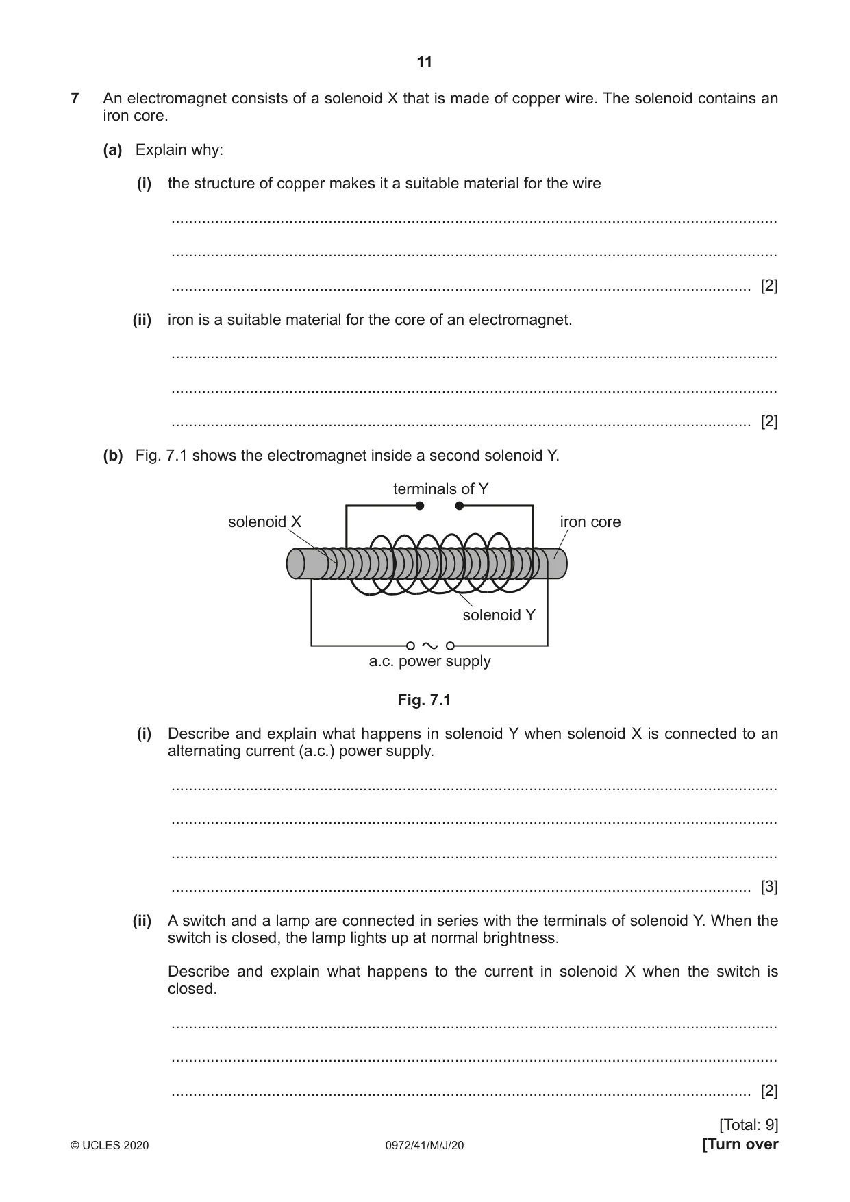 Cambridge IGCSE Physics (9-1) 0972 2020 May/June Paper 4 · Variant 1 question paper, page 11 of 16