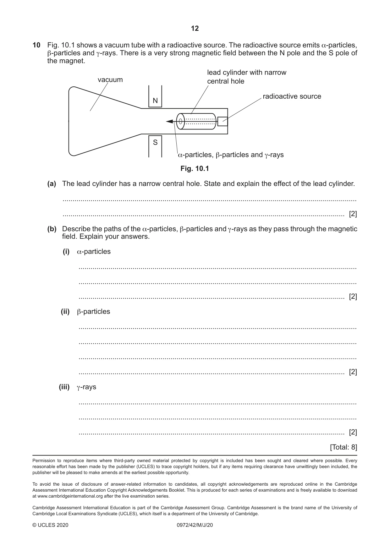 Cambridge IGCSE Physics (9-1) 0972 2020 May/June Paper 4 · Variant 2 question paper, page 12 of 12