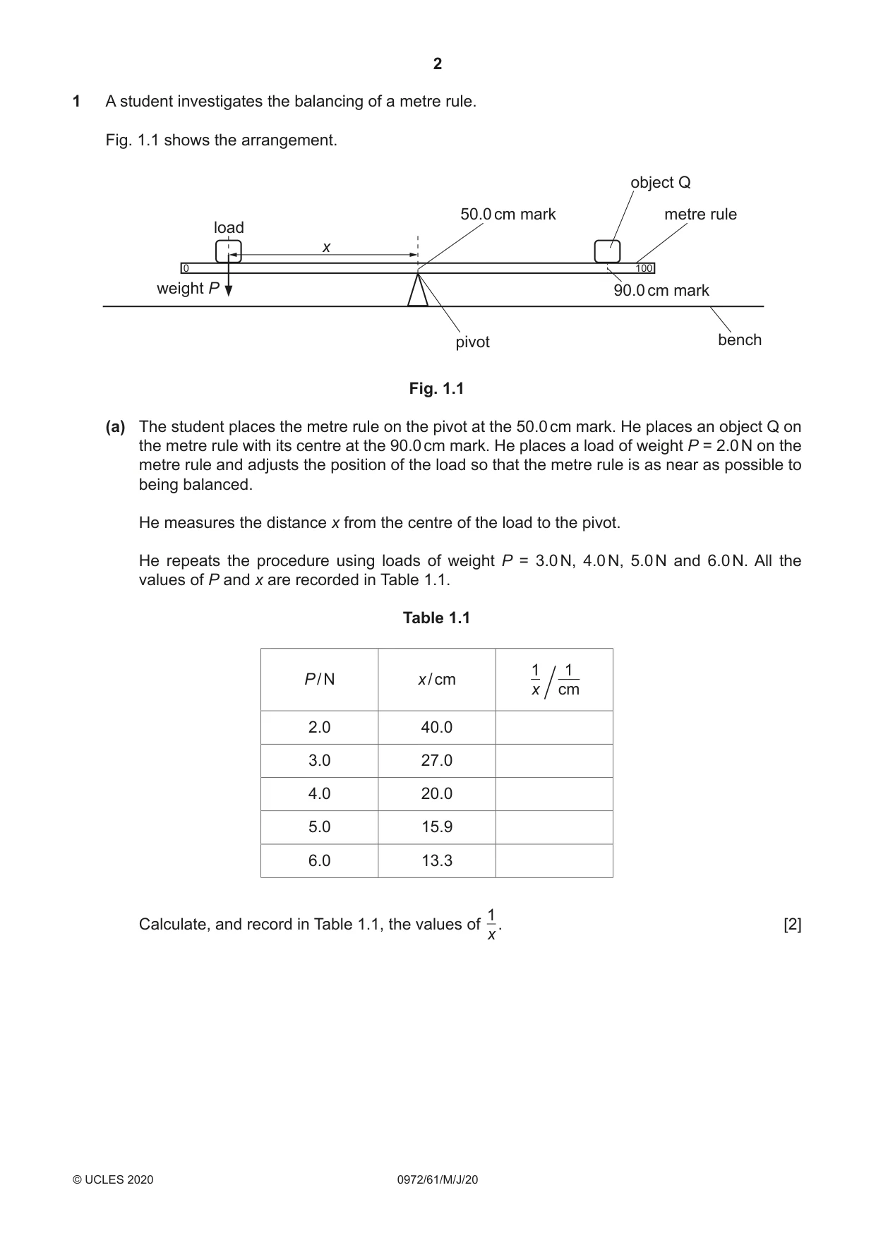 Cambridge IGCSE Physics (9-1) 0972 2020 May/June Paper 6 · Variant 1 question paper, page 2 of 12