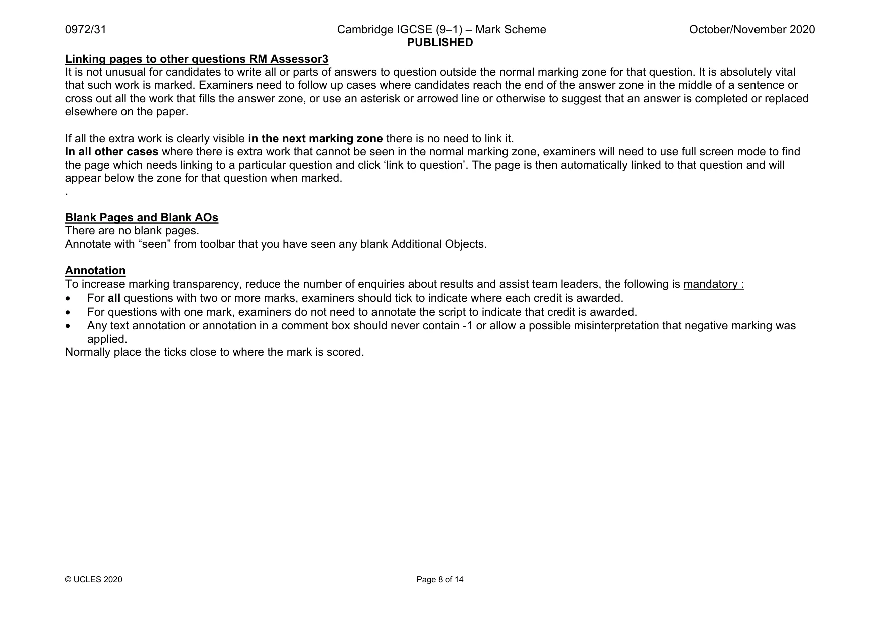 Mark scheme, page 8 of 14