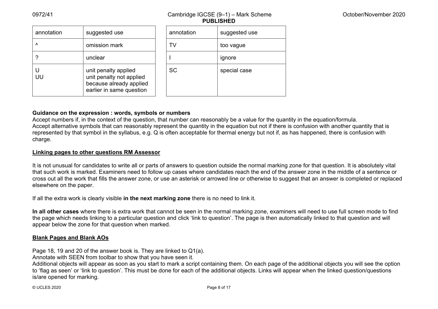 Mark scheme, page 8 of 17
