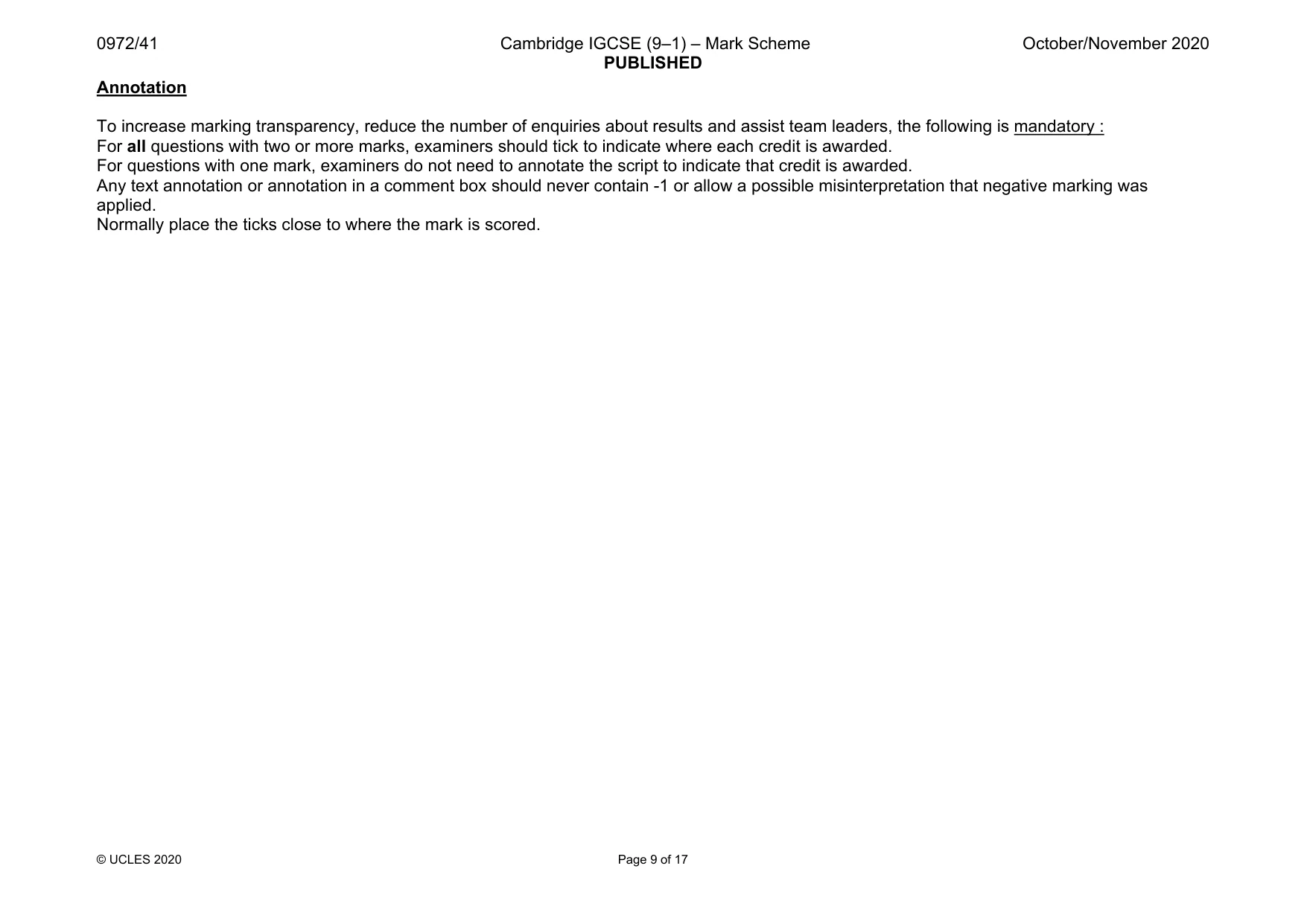 Mark scheme, page 9 of 17