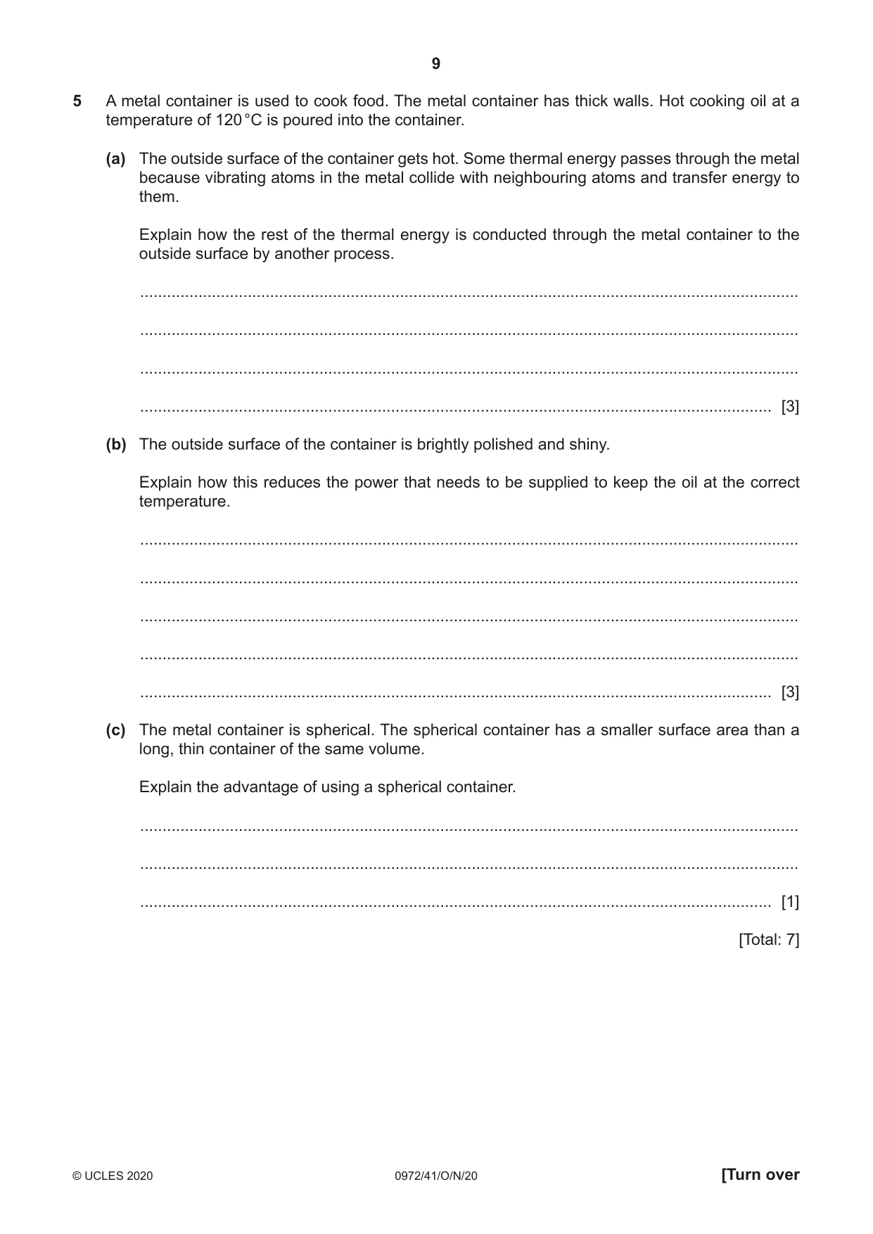 Cambridge IGCSE Physics (9-1) 0972 2020 Oct/Nov Paper 4 · Variant 1 question paper, page 9 of 20