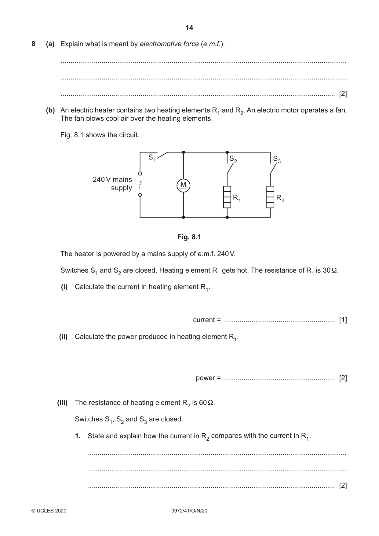 Cambridge IGCSE Physics (9-1) 0972 2020 Oct/Nov Paper 4 · Variant 1 question paper, page 14 of 20