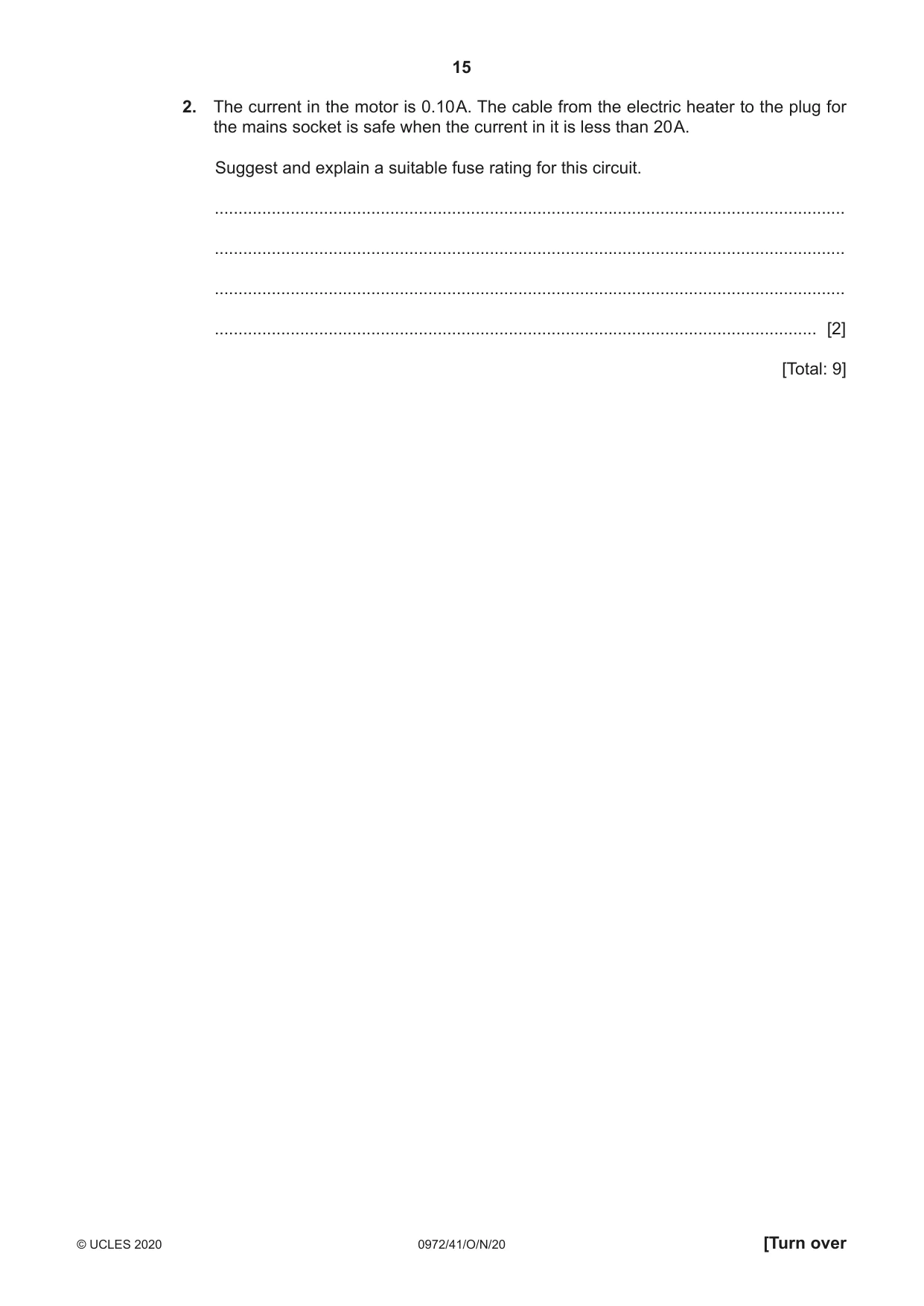 Cambridge IGCSE Physics (9-1) 0972 2020 Oct/Nov Paper 4 · Variant 1 question paper, page 15 of 20