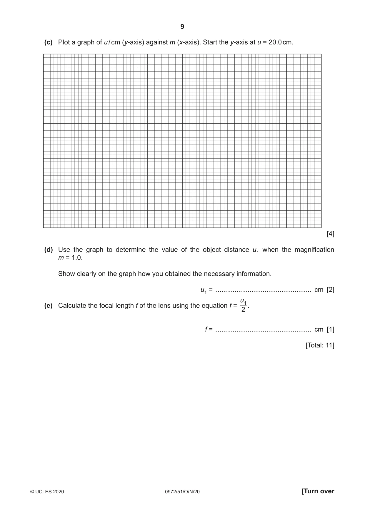 Cambridge IGCSE Physics (9-1) 0972 2020 Oct/Nov Paper 5 · Variant 1 question paper, page 9 of 12