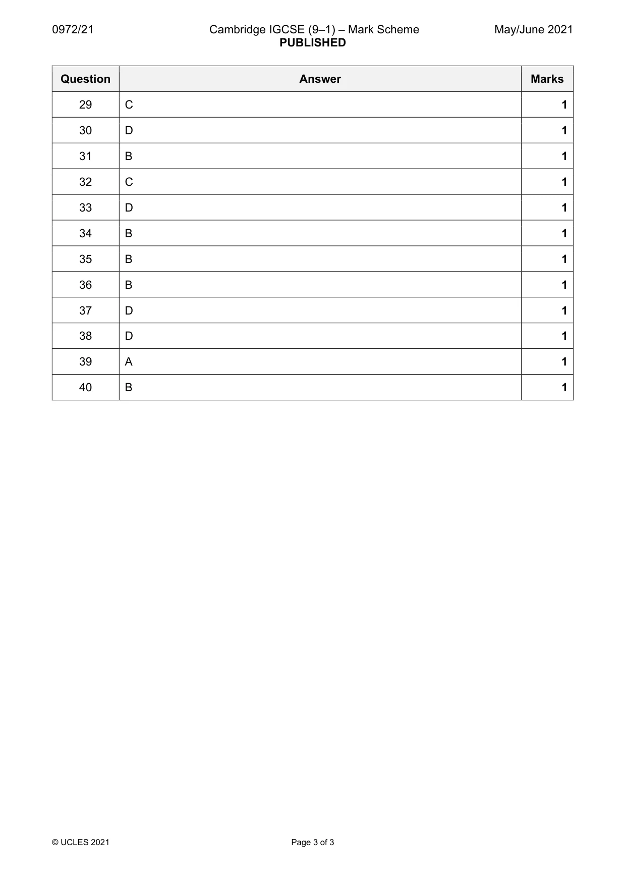 Mark scheme, page 3 of 3