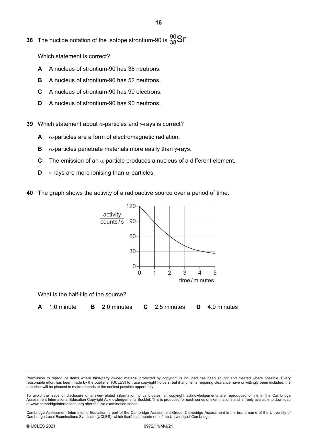 Cambridge IGCSE Physics (9-1) 0972 2021 May/June Paper 1 · Variant 1 question paper, page 16 of 16
