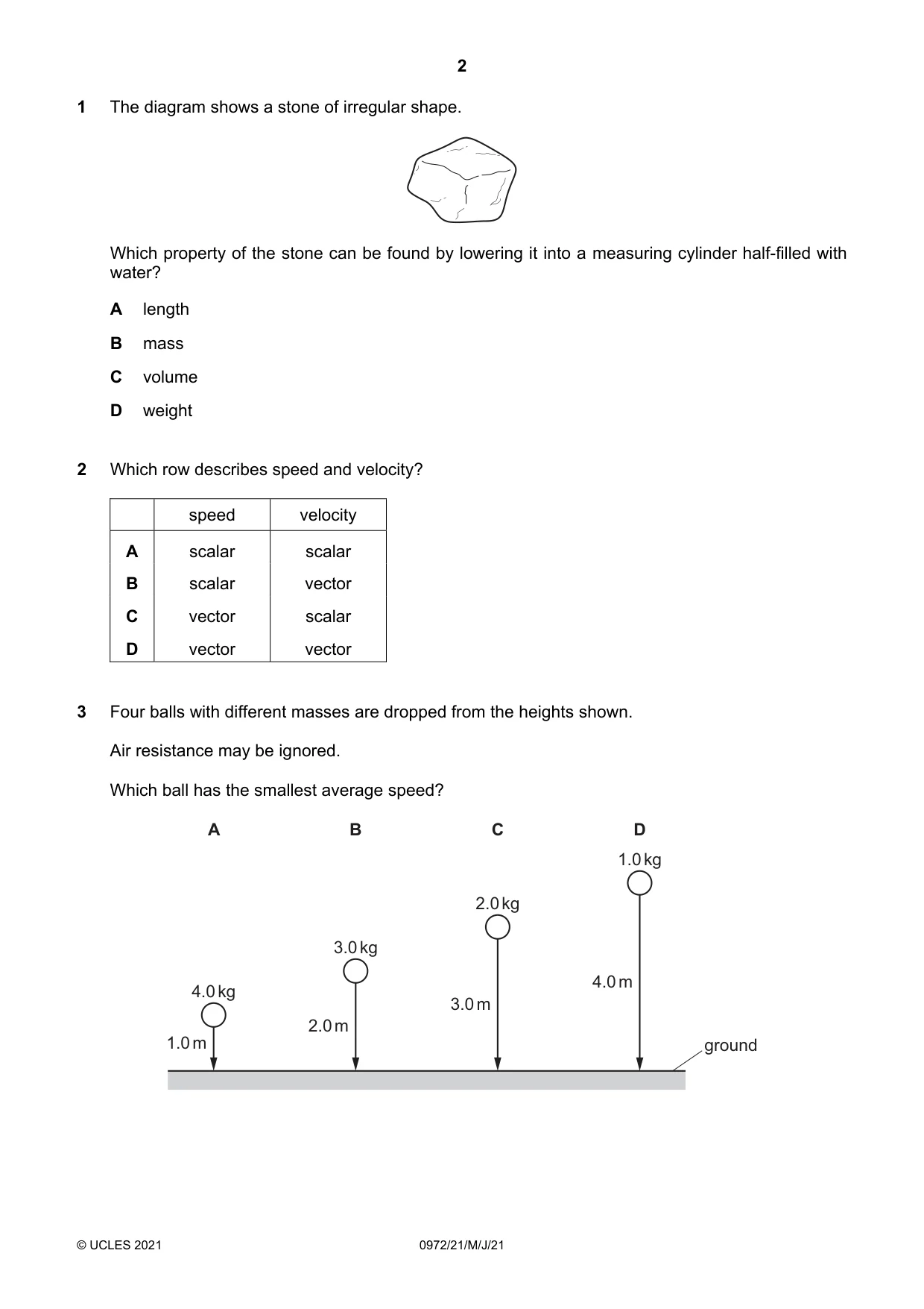 Cambridge IGCSE Physics (9-1) 0972 2021 May/June Paper 2 · Variant 1 question paper, page 2 of 16