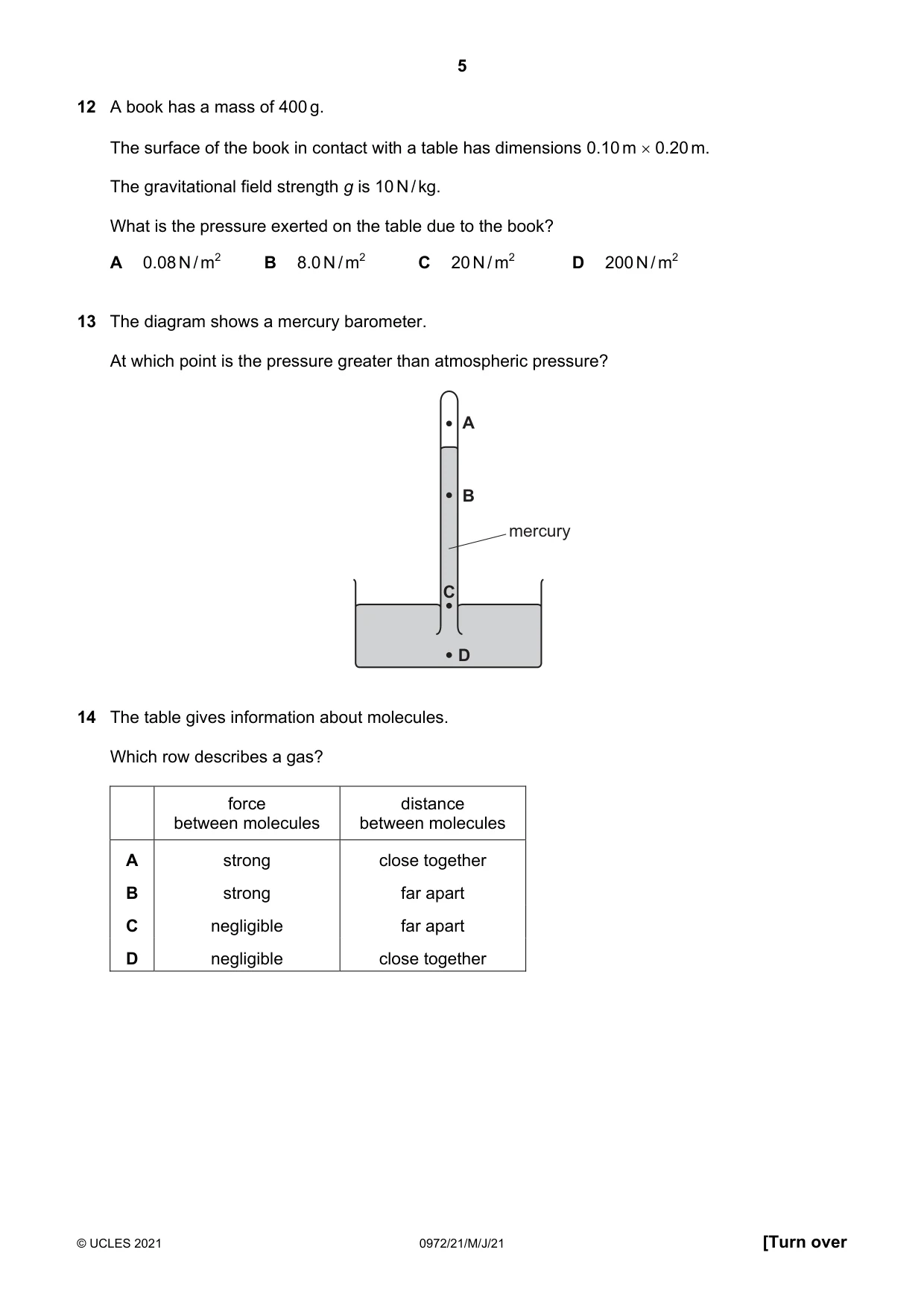 Cambridge IGCSE Physics (9-1) 0972 2021 May/June Paper 2 · Variant 1 question paper, page 5 of 16