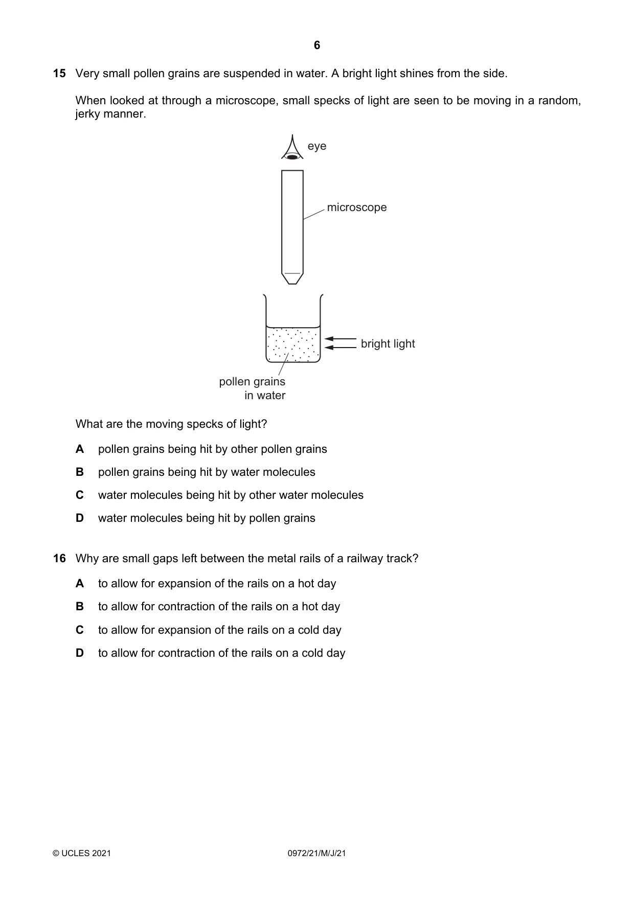 Cambridge IGCSE Physics (9-1) 0972 2021 May/June Paper 2 · Variant 1 question paper, page 6 of 16