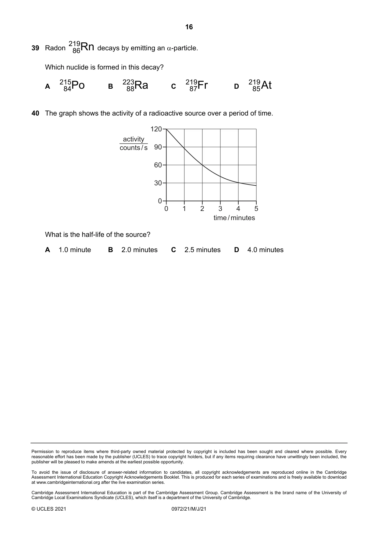 Cambridge IGCSE Physics (9-1) 0972 2021 May/June Paper 2 · Variant 1 question paper, page 16 of 16