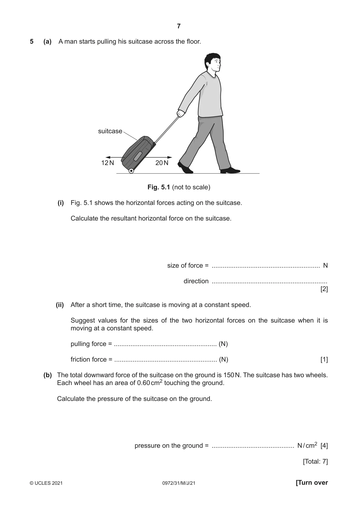Cambridge IGCSE Physics (9-1) 0972 2021 May/June Paper 3 · Variant 1 question paper, page 7 of 16