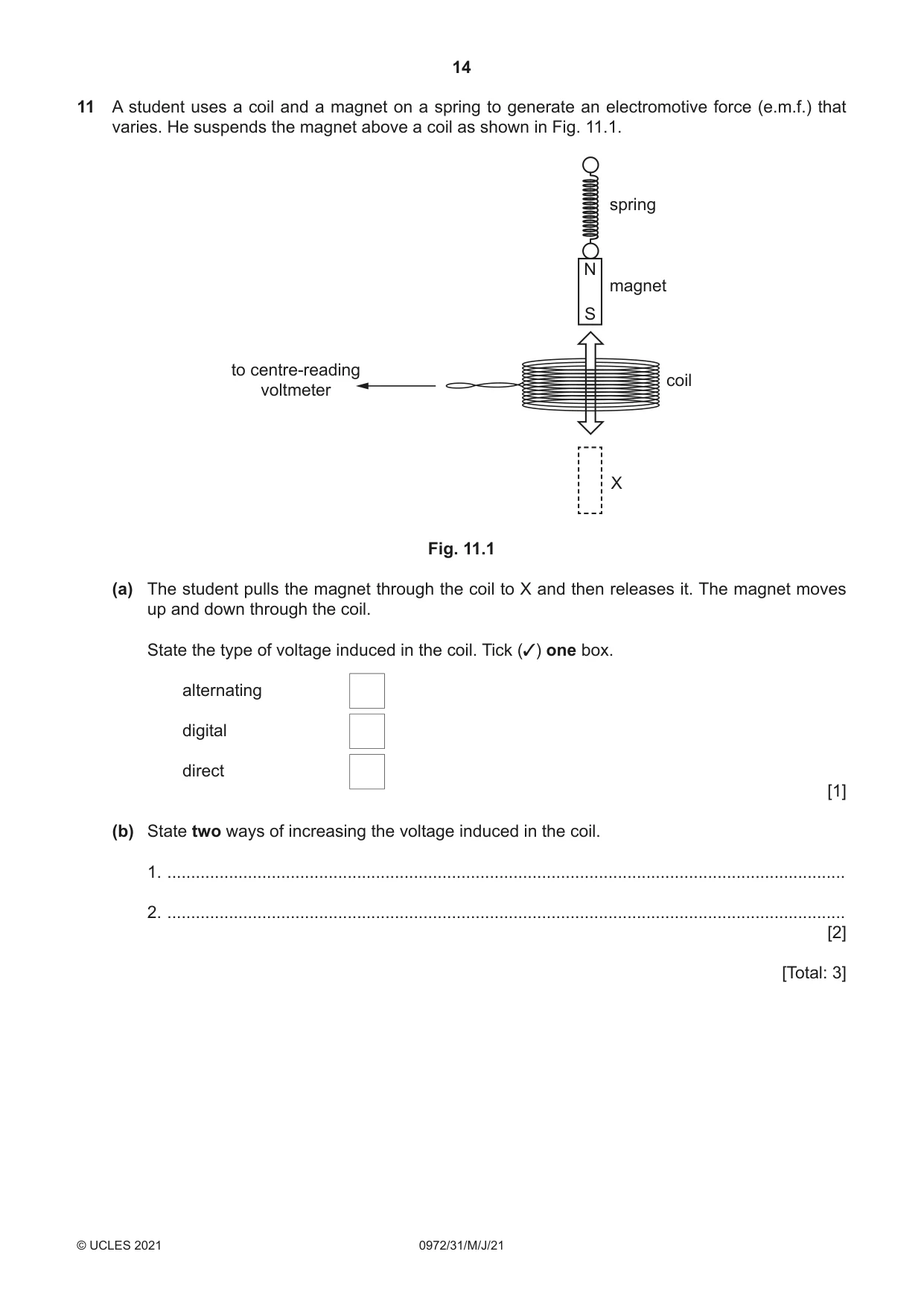 Cambridge IGCSE Physics (9-1) 0972 2021 May/June Paper 3 · Variant 1 question paper, page 14 of 16