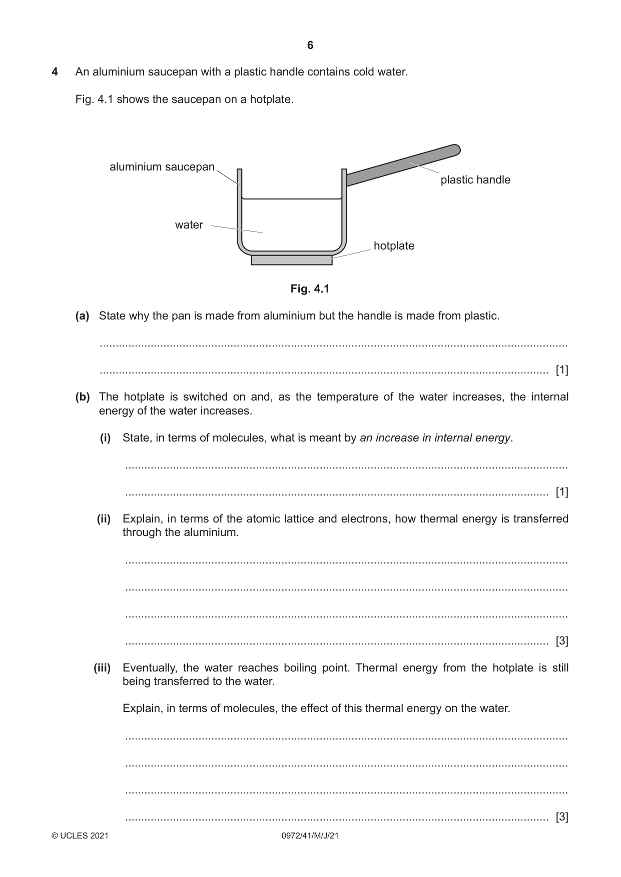 Cambridge IGCSE Physics (9-1) 0972 2021 May/June Paper 4 · Variant 1 question paper, page 6 of 16