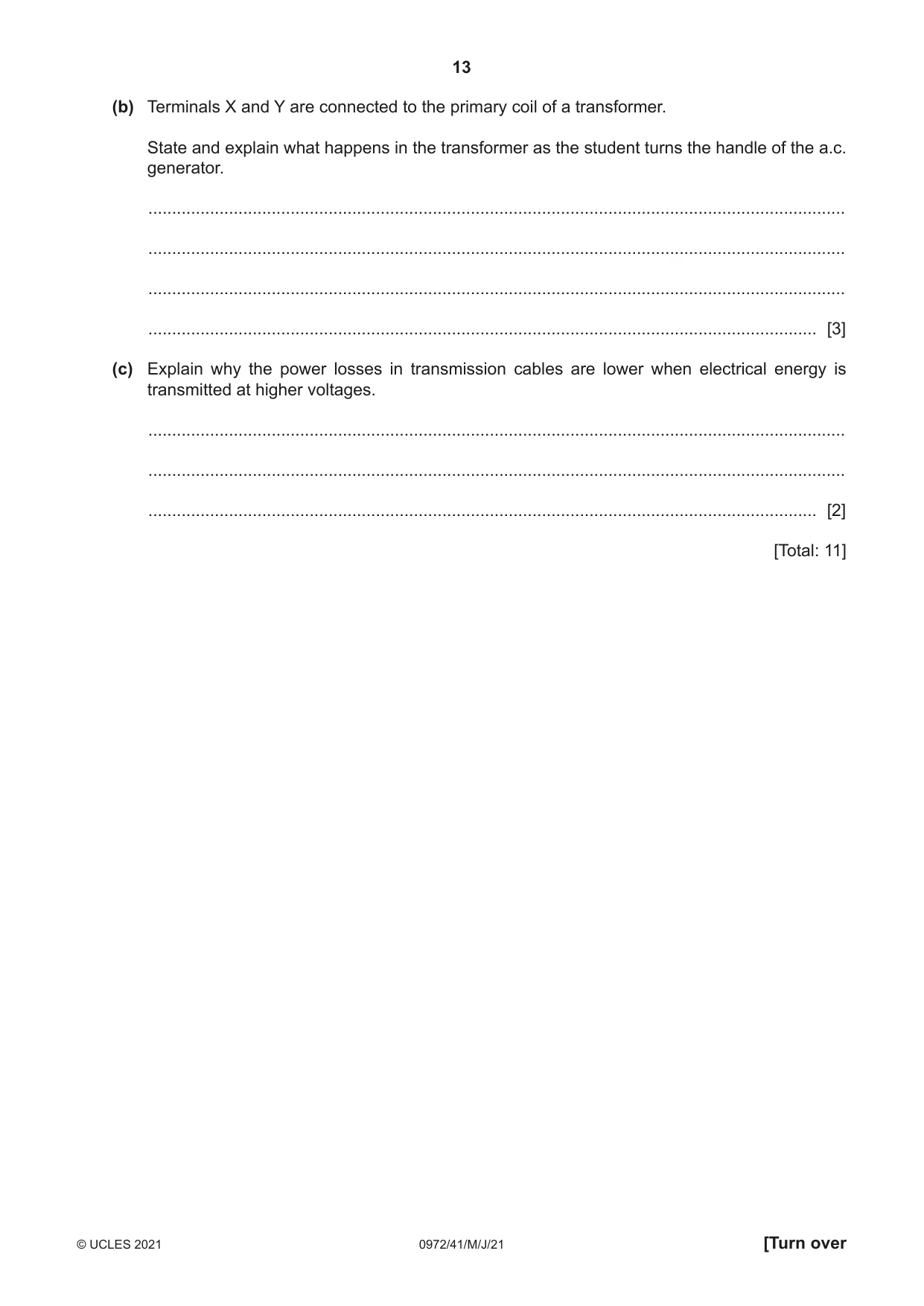 Cambridge IGCSE Physics (9-1) 0972 2021 May/June Paper 4 · Variant 1 question paper, page 13 of 16