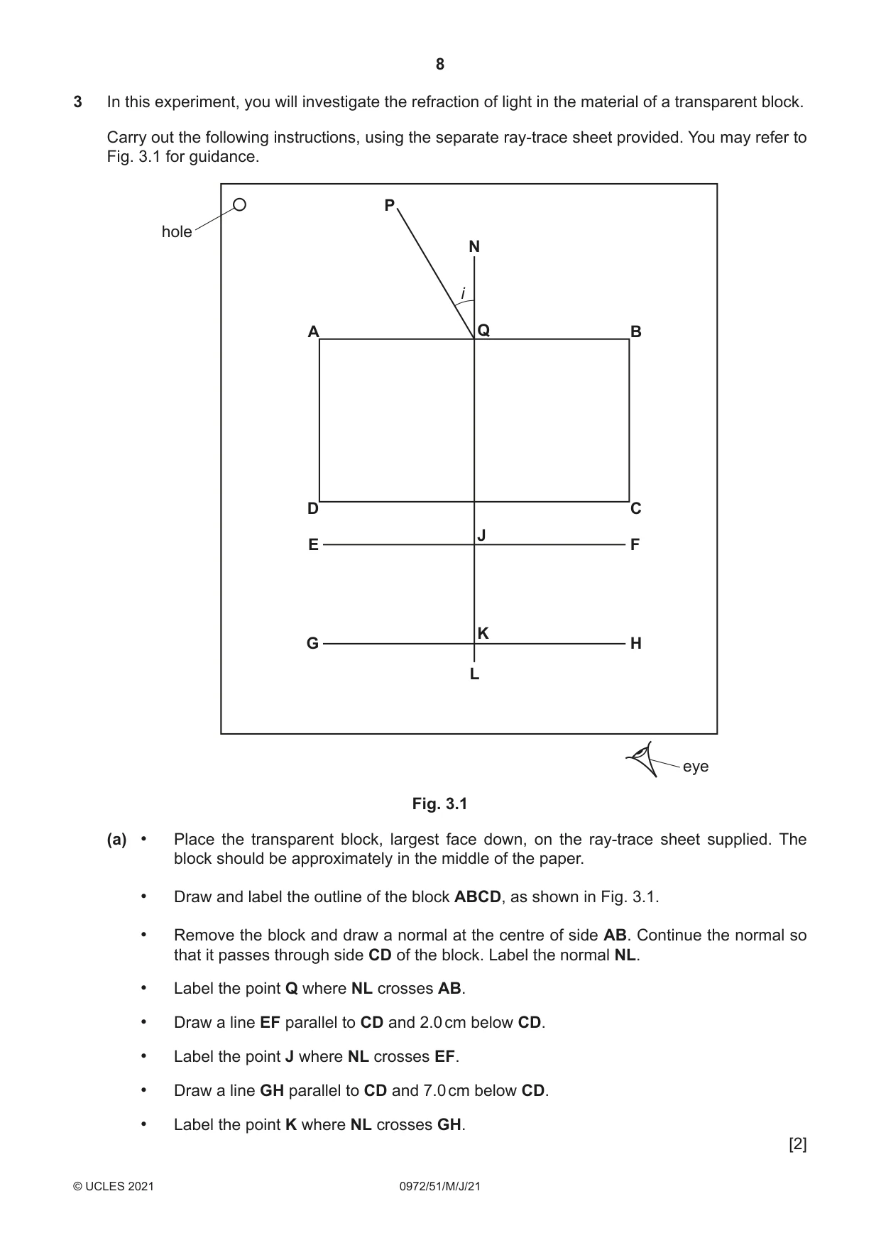 Cambridge IGCSE Physics (9-1) 0972 2021 May/June Paper 5 · Variant 1 question paper, page 8 of 12