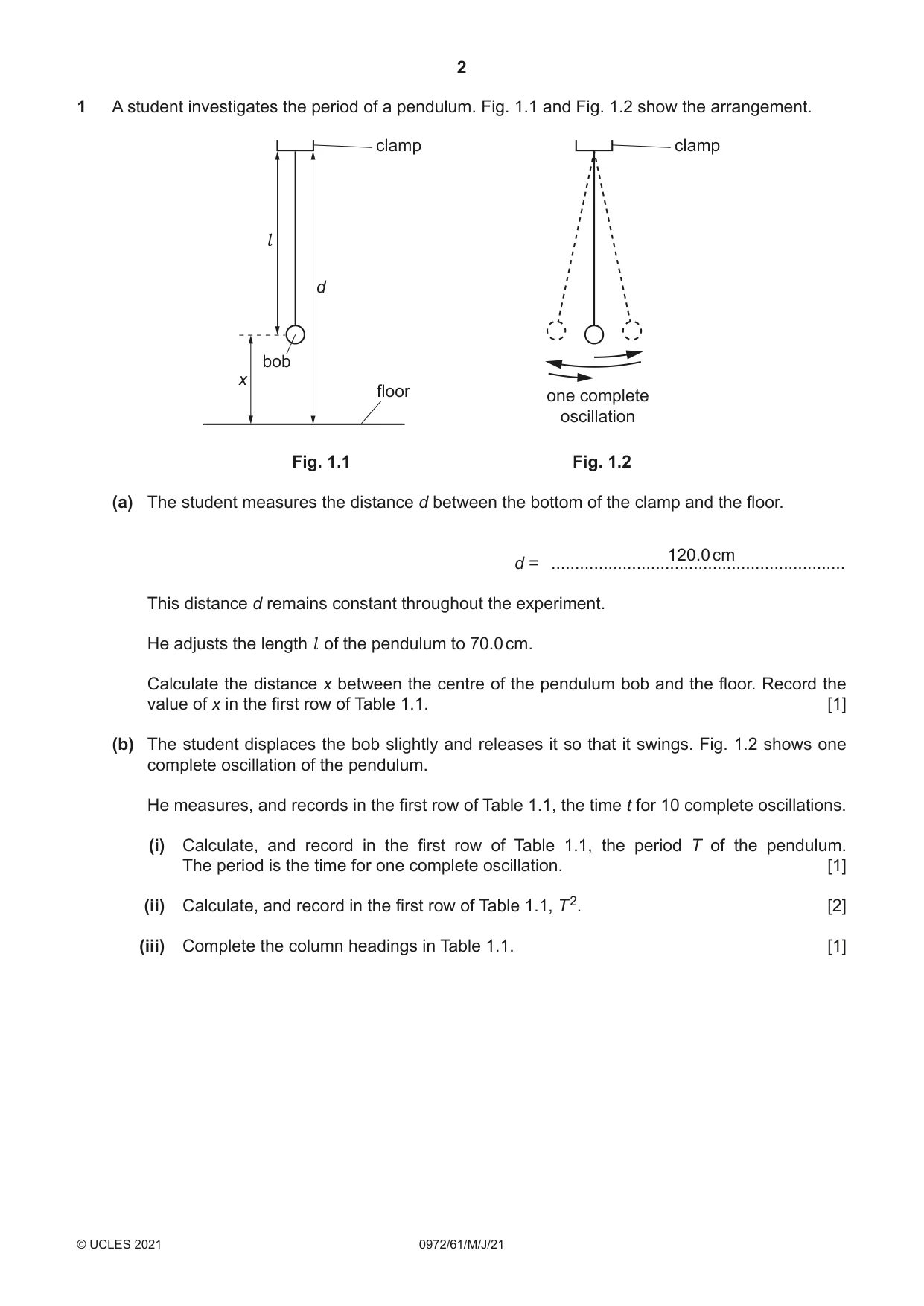 Cambridge IGCSE Physics (9-1) 0972 2021 May/June Paper 6 · Variant 1 question paper, page 2 of 12