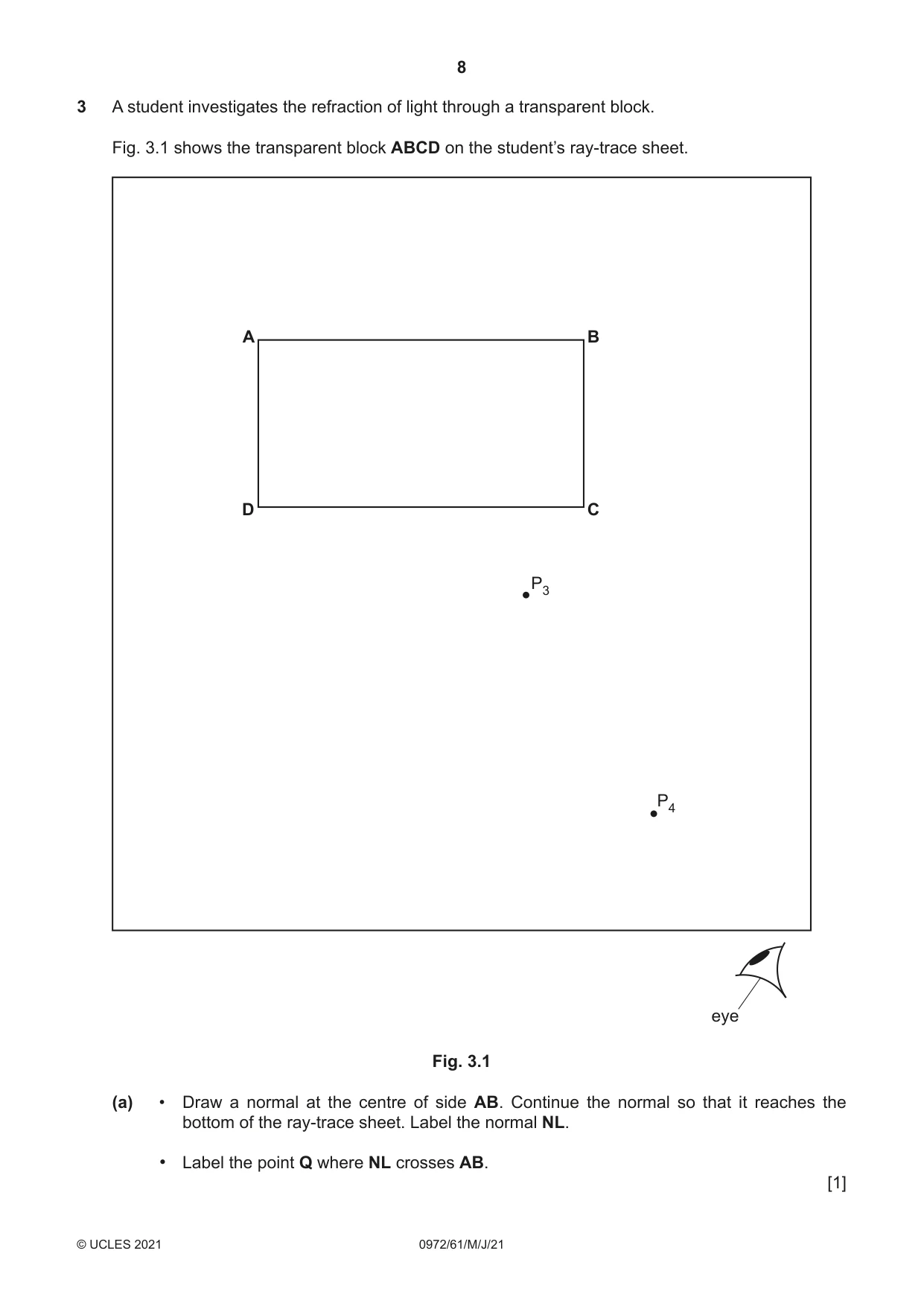 Cambridge IGCSE Physics (9-1) 0972 2021 May/June Paper 6 · Variant 1 question paper, page 8 of 12