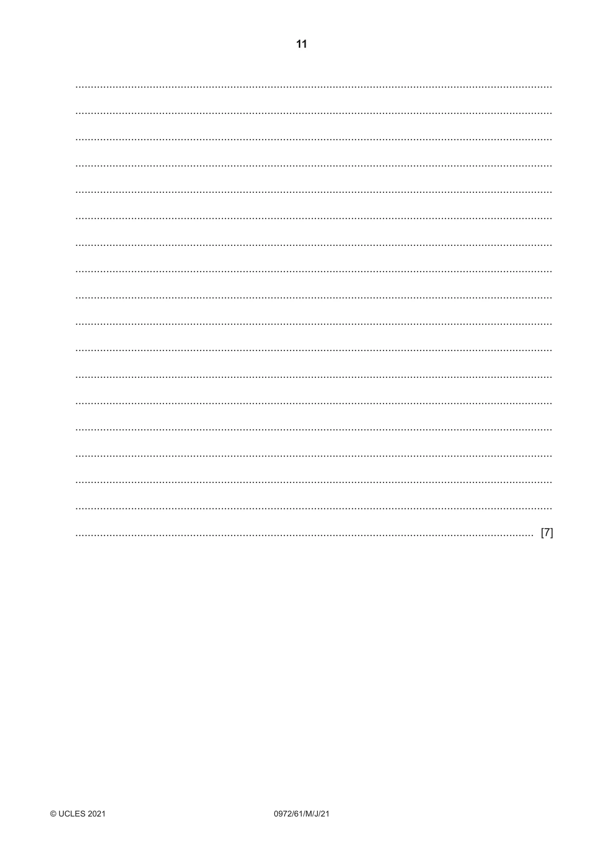 Cambridge IGCSE Physics (9-1) 0972 2021 May/June Paper 6 · Variant 1 question paper, page 11 of 12