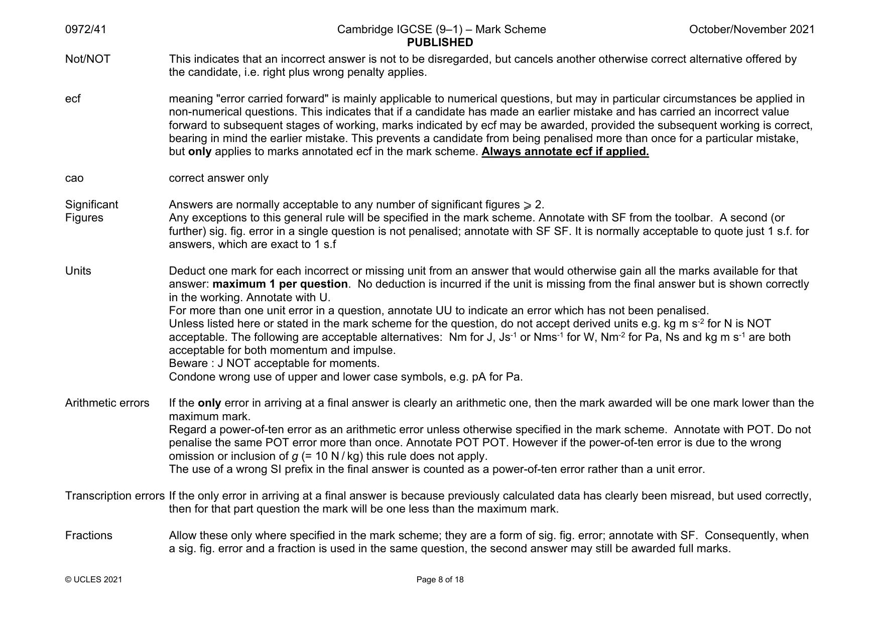 Mark scheme, page 8 of 18