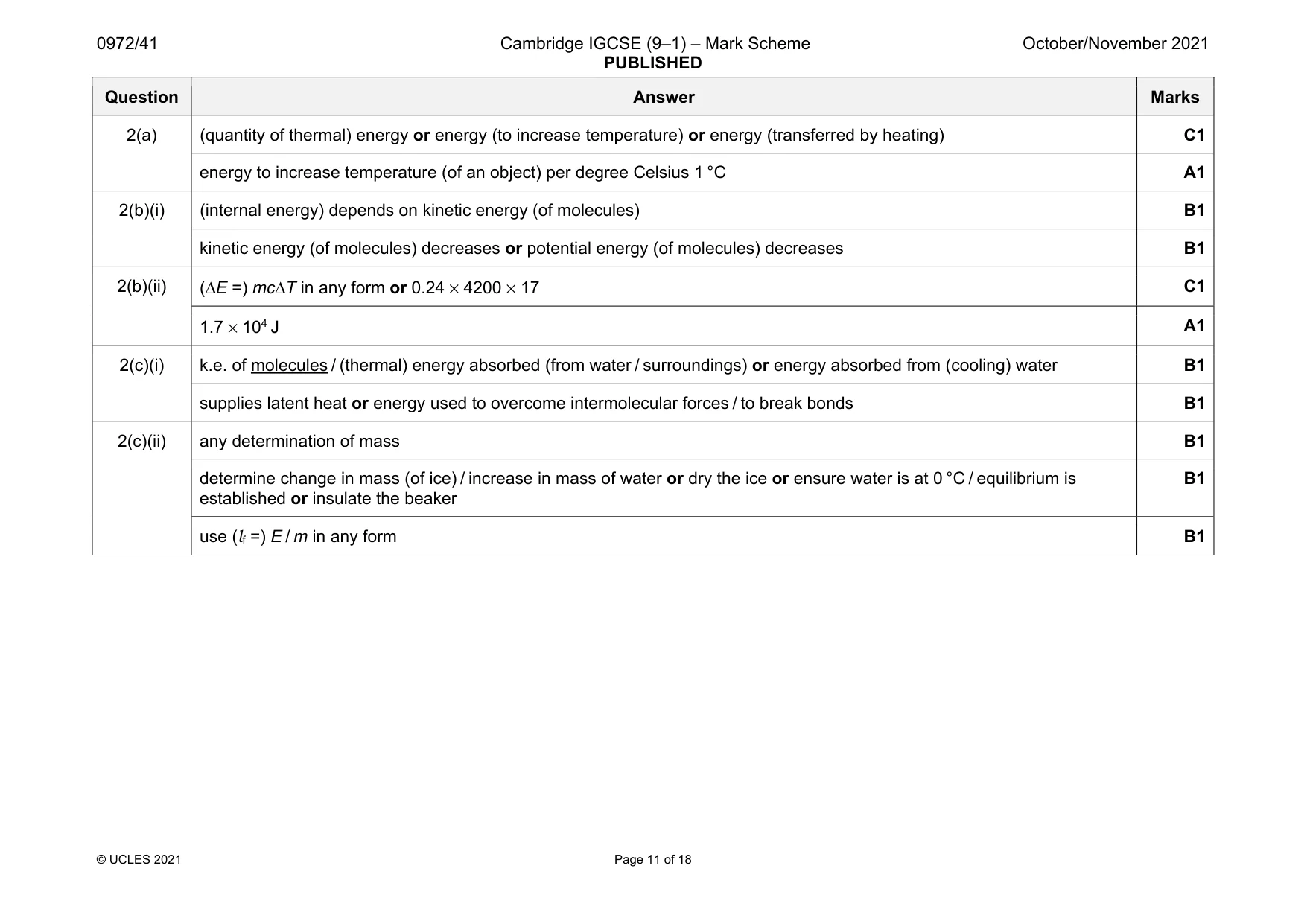 Mark scheme, page 11 of 18