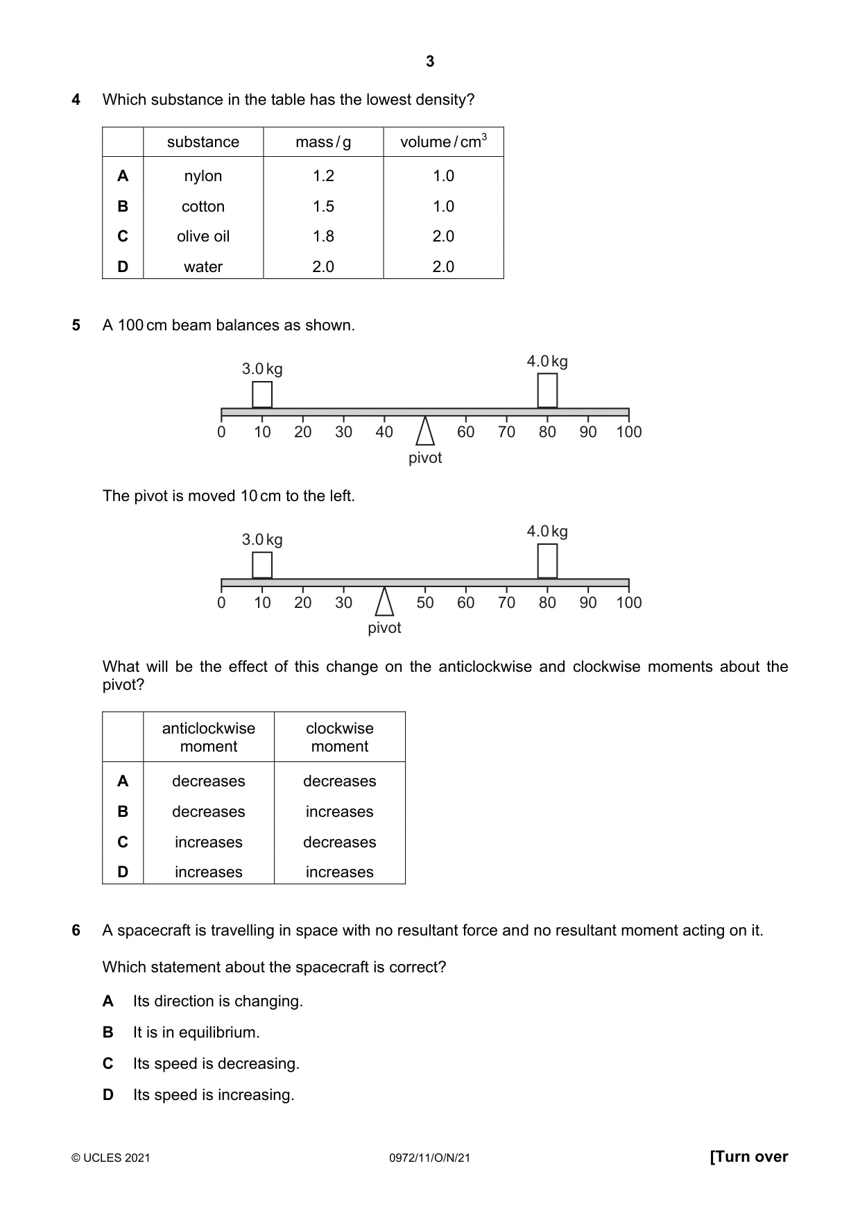 Cambridge IGCSE Physics (9-1) 0972 2021 Oct/Nov Paper 1 · Variant 1 question paper, page 3 of 20